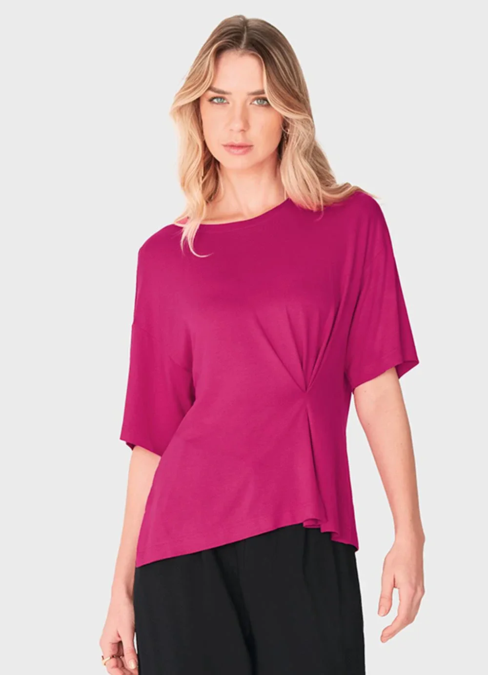 Enfim - Blusa Ampla com Franzido Fúcsia