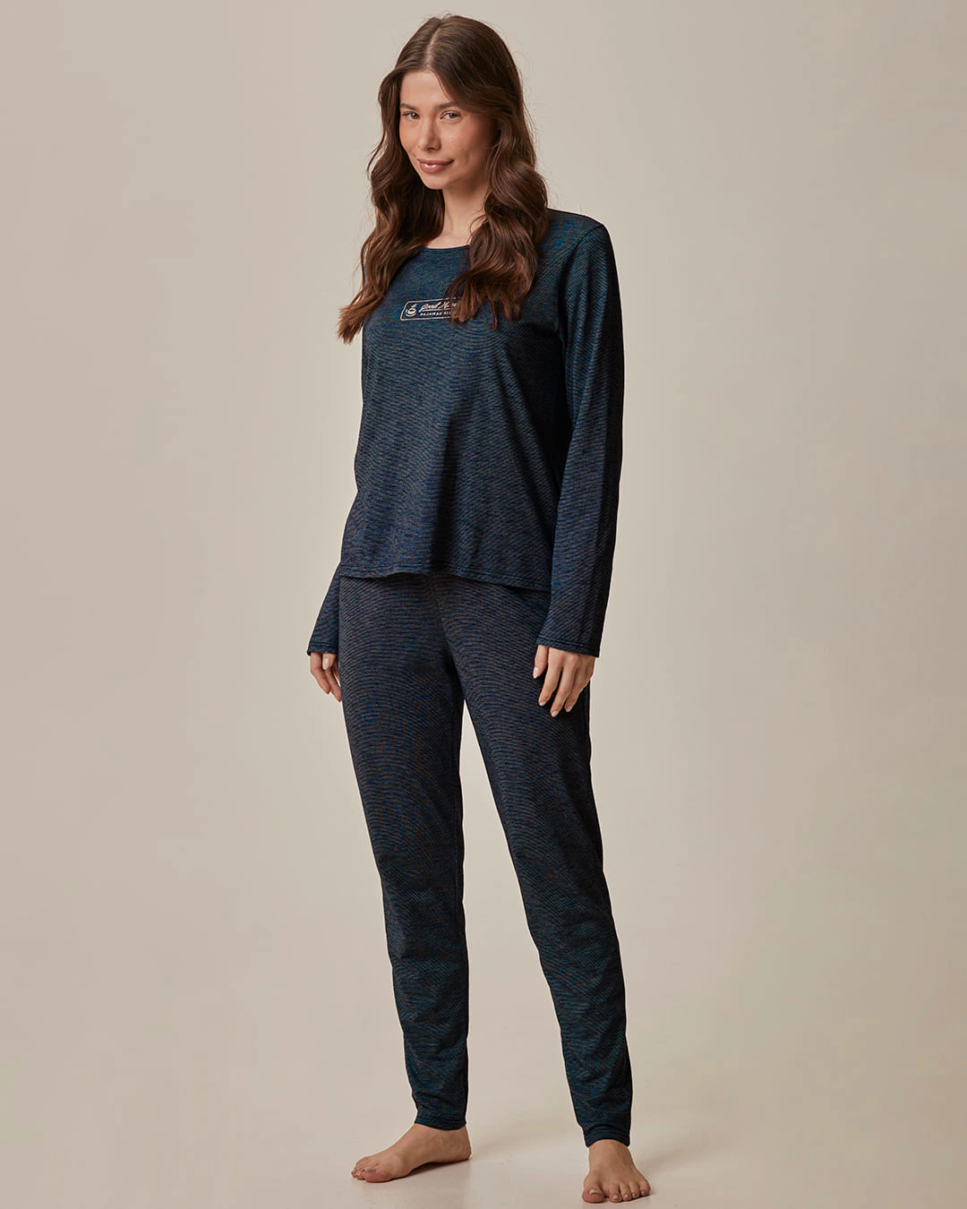 Pijama Longo Feminino Good Morning Pajamas All Day Em Malha Fio A Fio