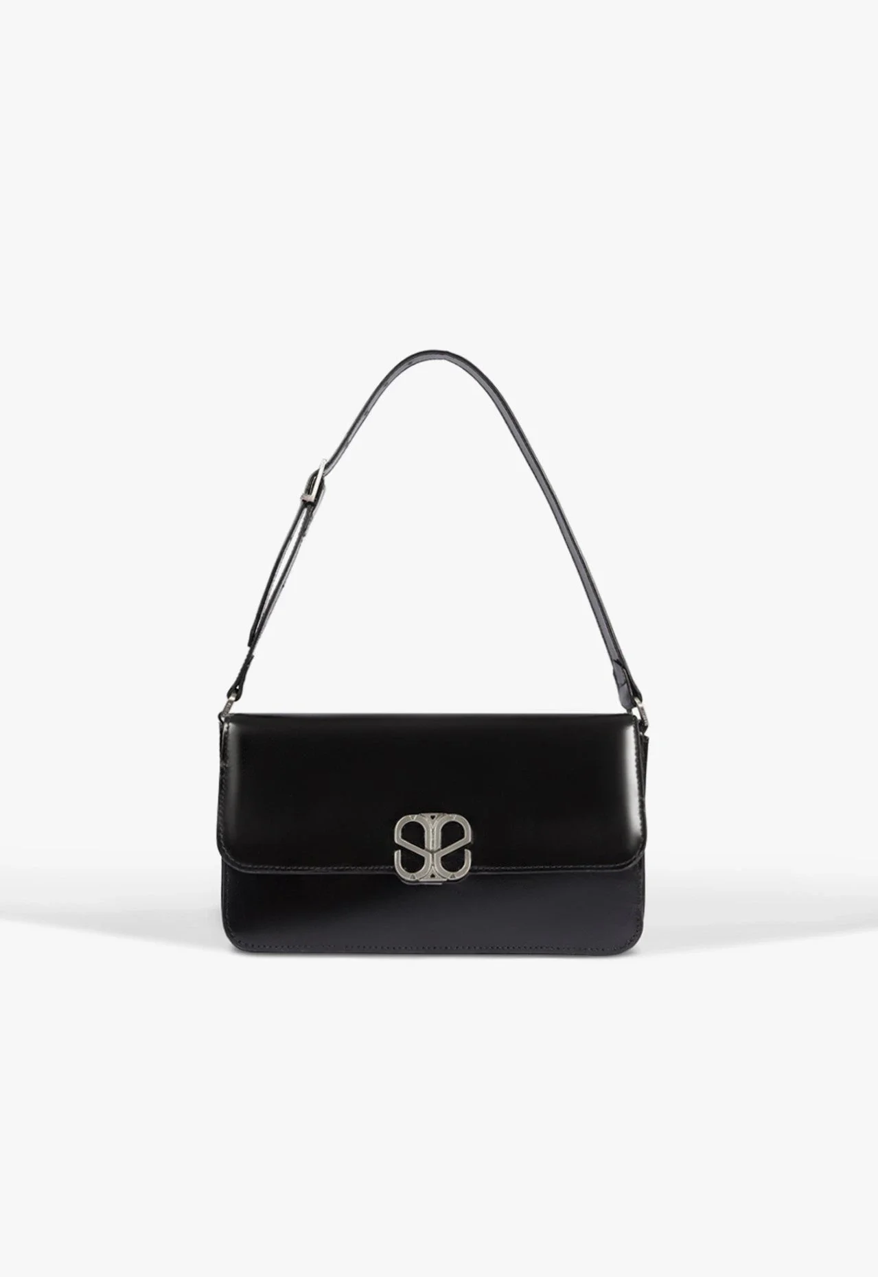 Bolsa Tiracolo Shoulder Brooke Pequena Couro Preta