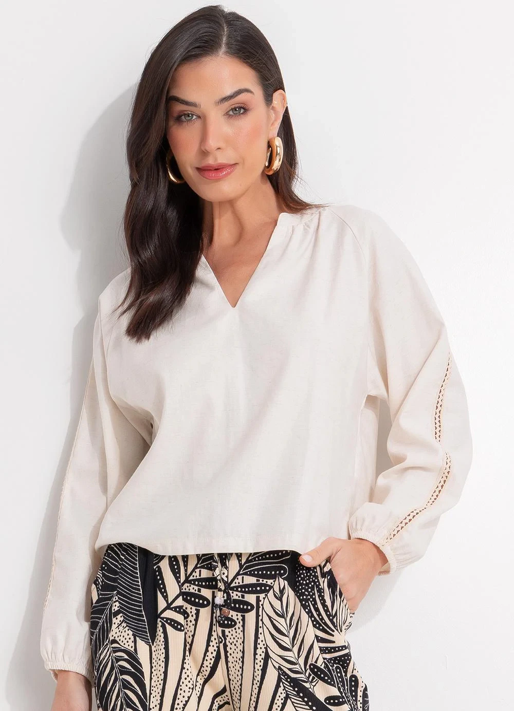 Quintess - Blusa Natural em Linho