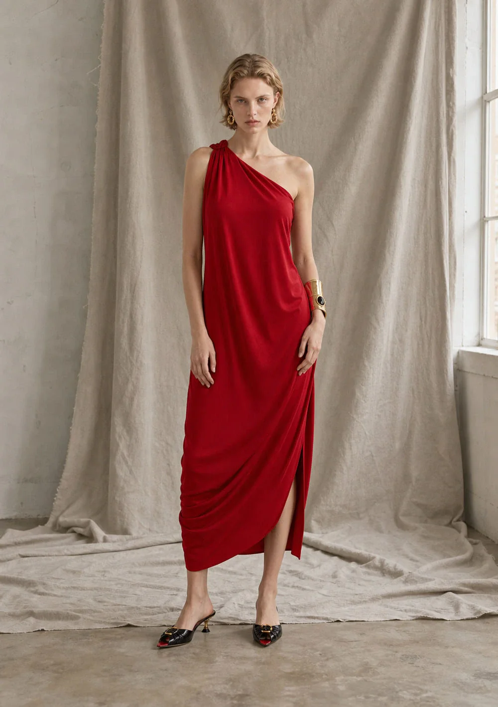 Vestido Um Ombro Só Colours Vermelho