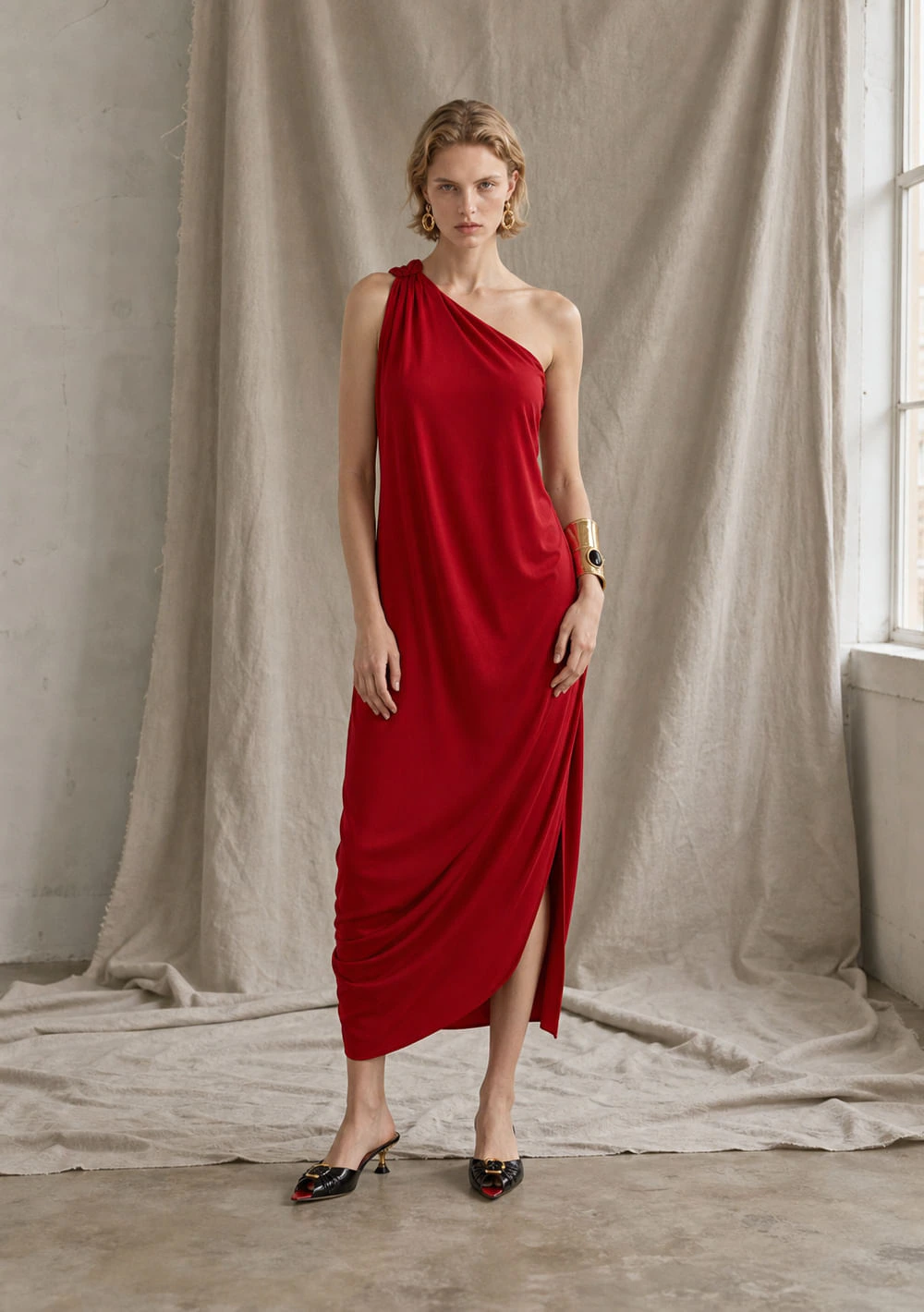 Vestido Um Ombro Só Colours Vermelho