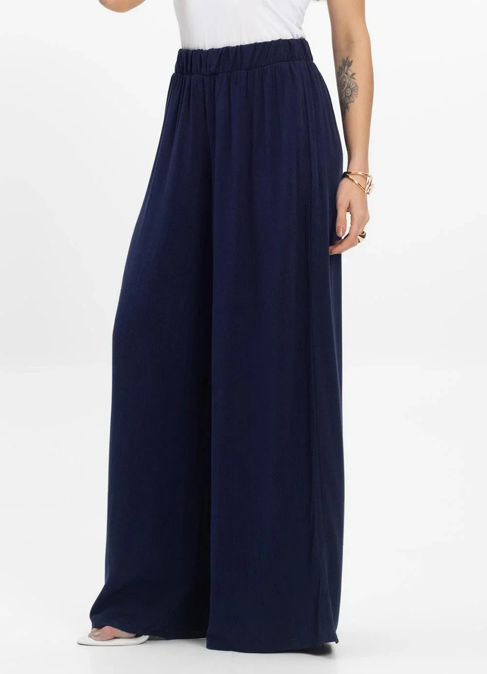 Select - Calça Feminina Pantalona Lisa Azul