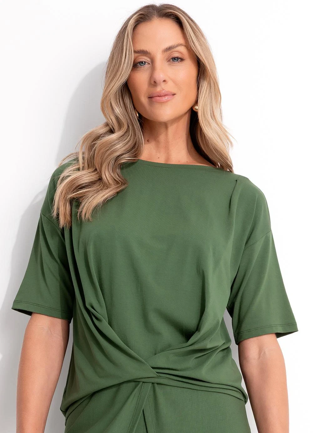 Quintess - Blusa Verde em Malha de Viscose