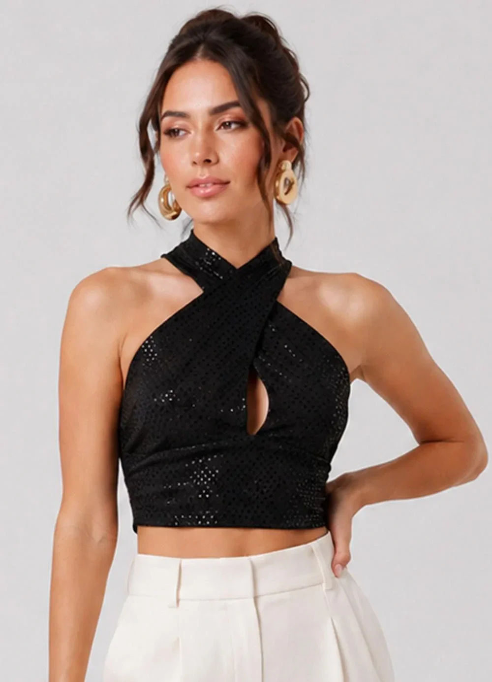 Endless - Blusa Feminina de Alça e Decote em X Preto