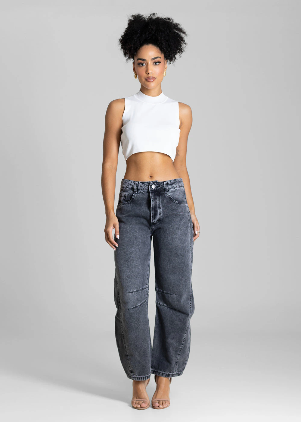 Calça Jeans Sawary Barrel - 283747 PRETO