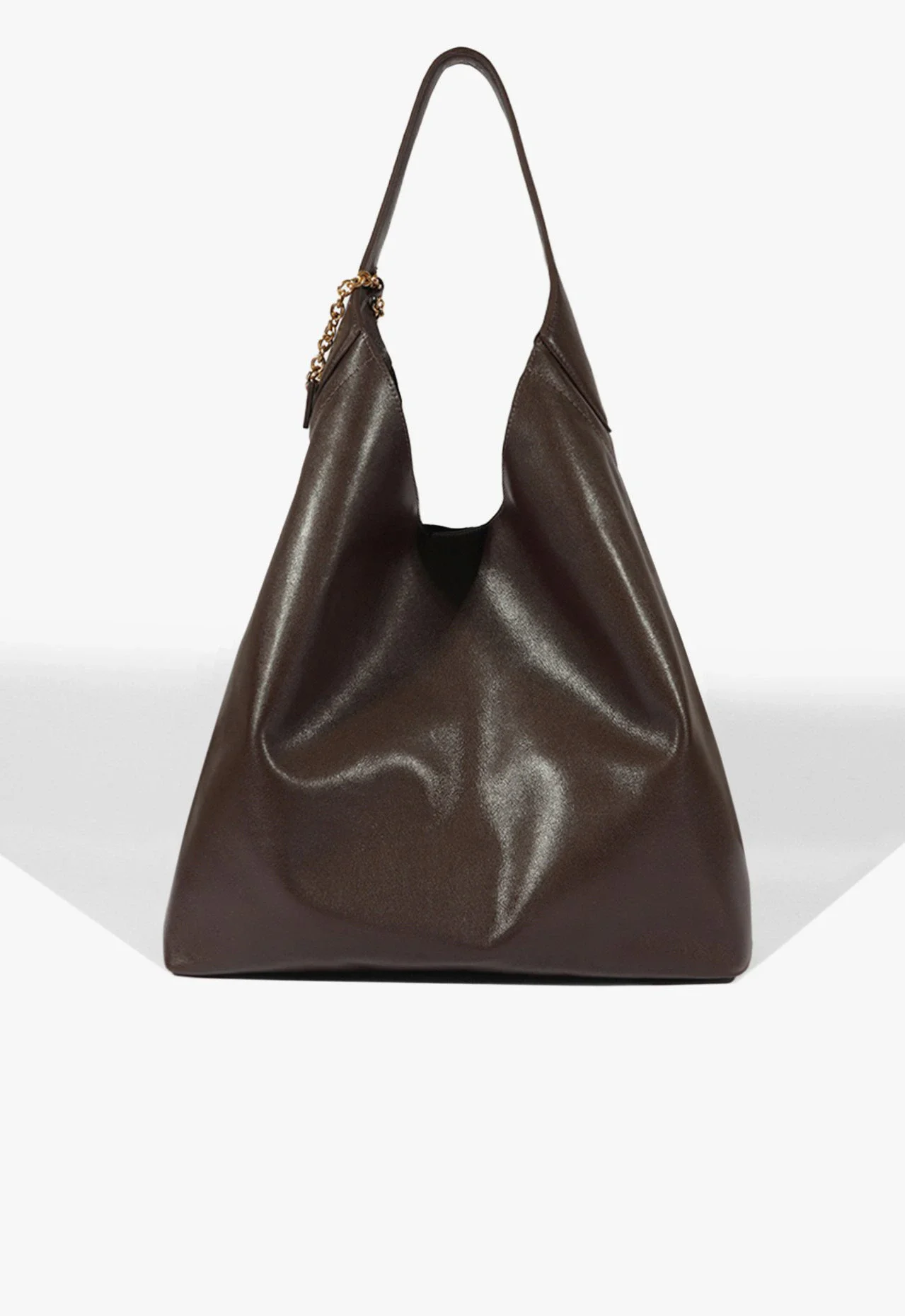 Bolsa Hobo Iga Grande Couro Marrom Escuro