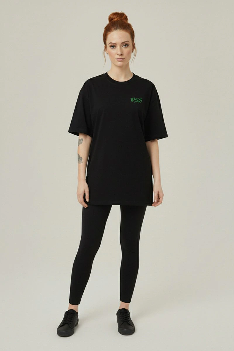 Camiseta Oversized Feminina Preta Algodão Prime WSS Street Rat Preto
