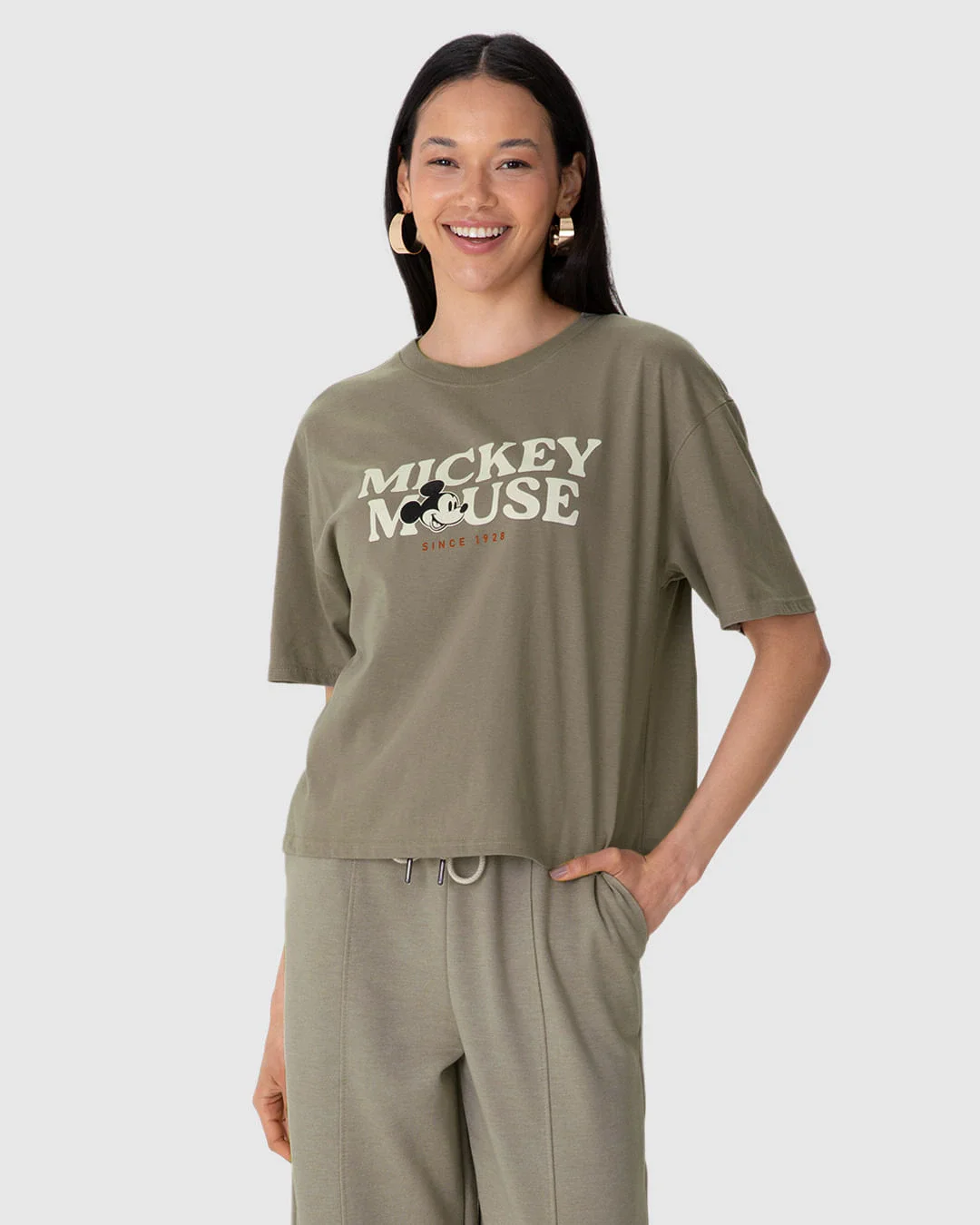 Camiseta Feminina Box Estampa Especial Mickey Mouse Em Algodão
