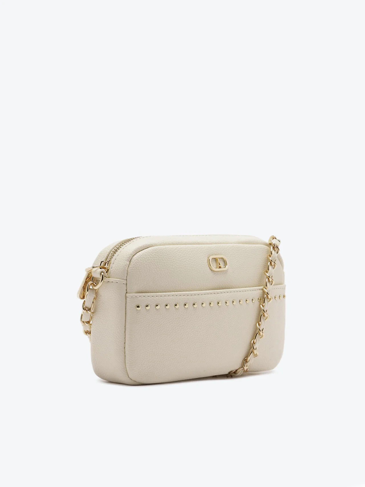 Bolsa Tiracolo Pequena Tachas Branca