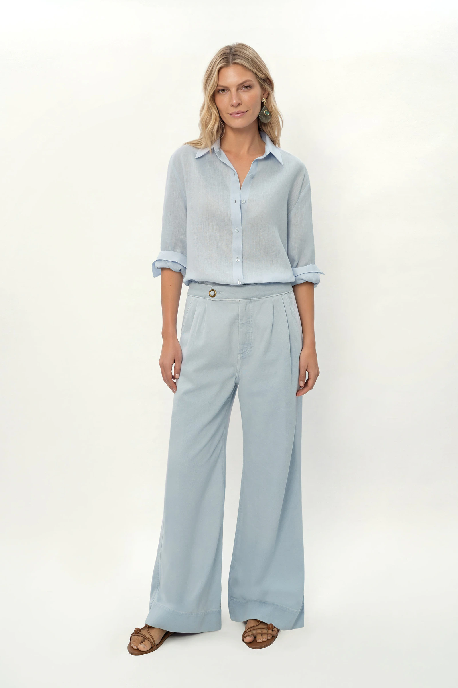 Calça Sarja Pantalona Pregas