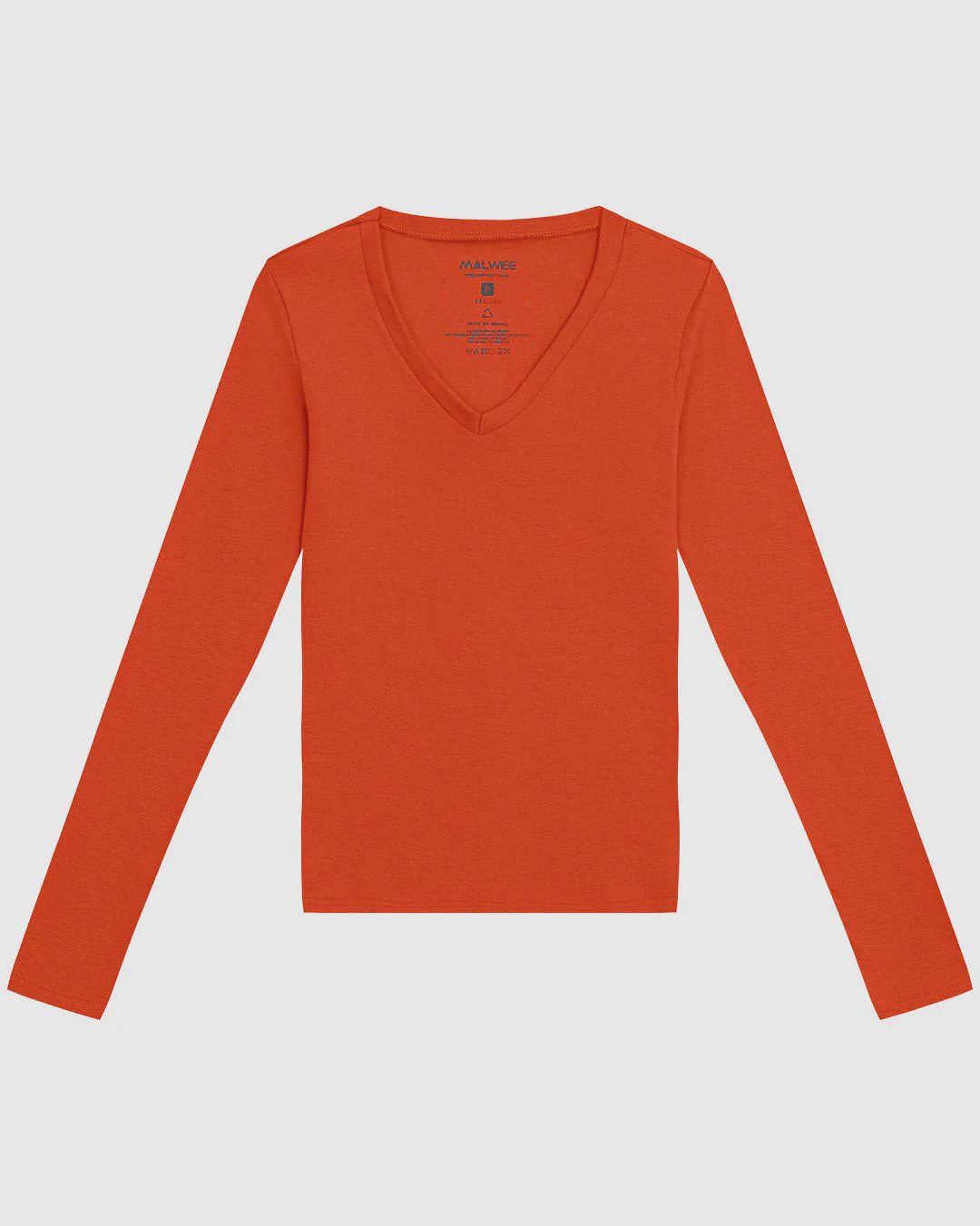 Blusa Básica Feminina Gola V Manga Longa Em Algodão