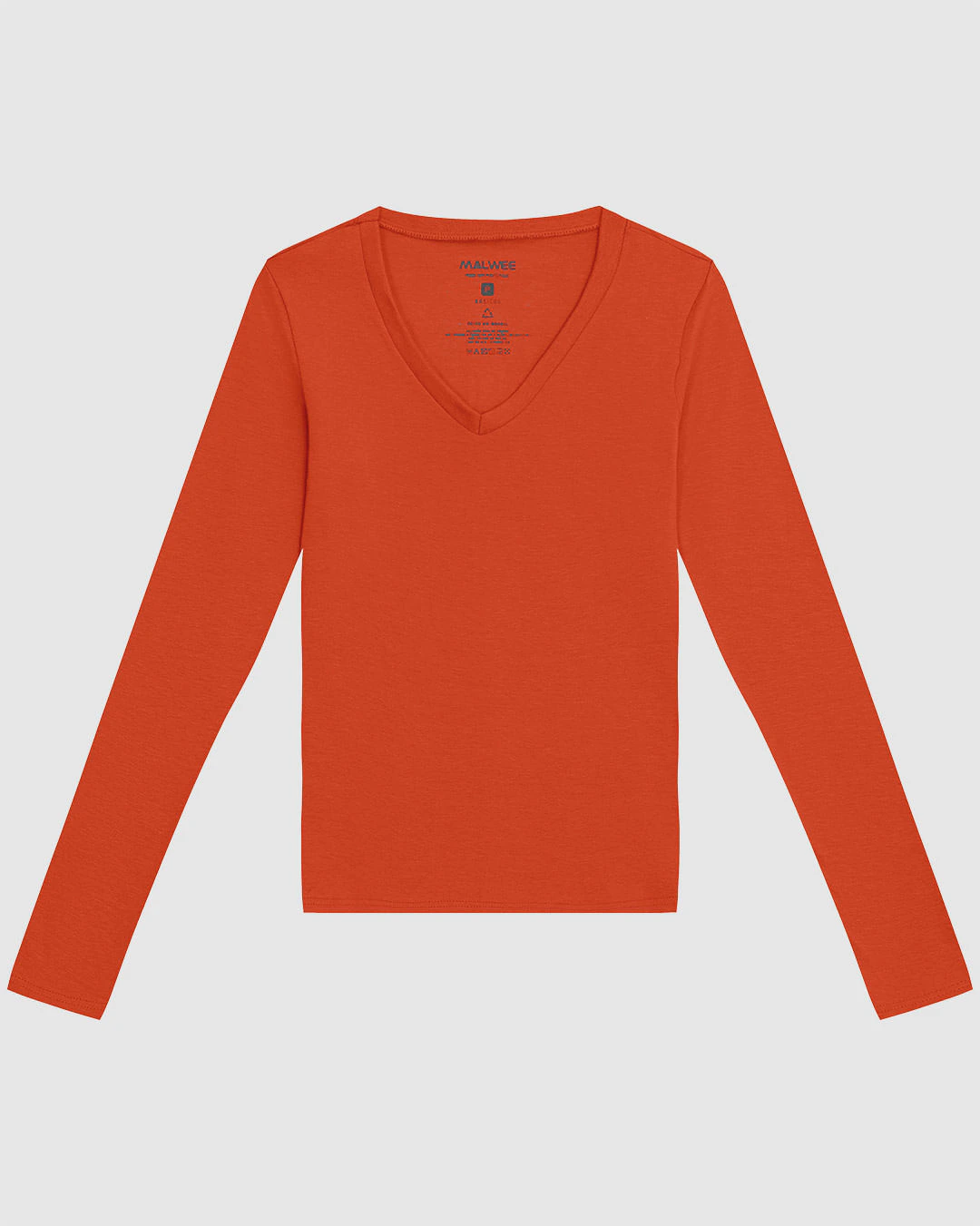 Blusa Básica Feminina Gola V Manga Longa Em Algodão
