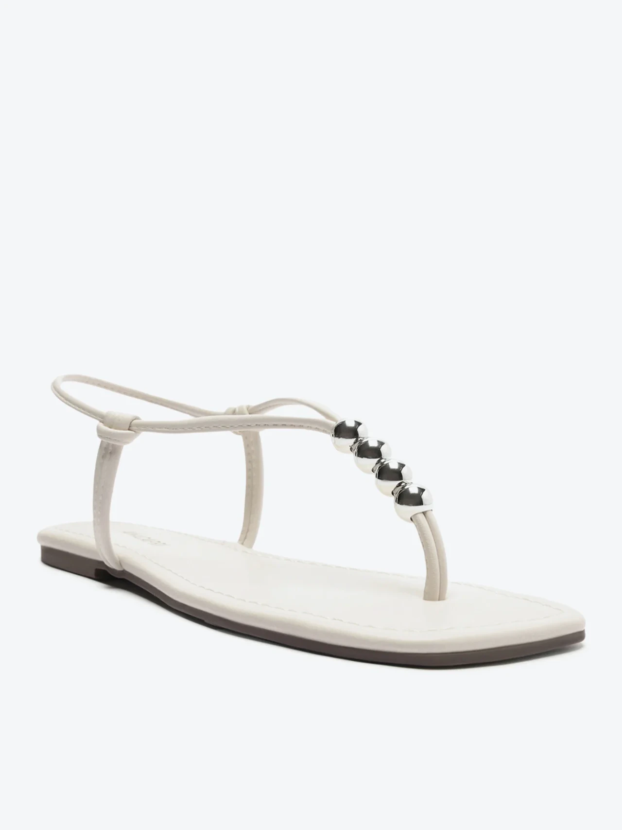 Sandália Rasteira Slim Esferas Branco Off