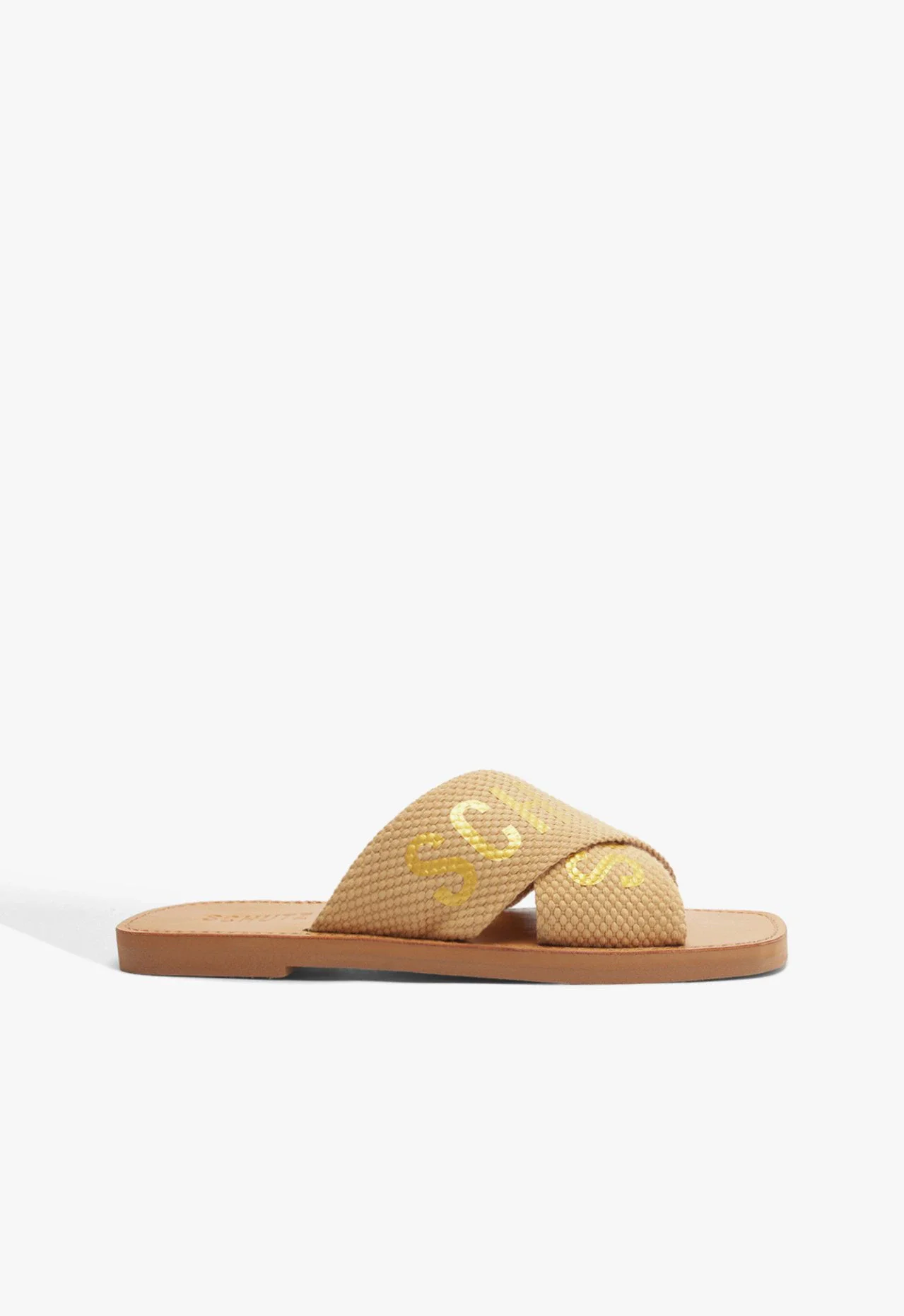 Sandália Rasteira X Schutz Logo Nude