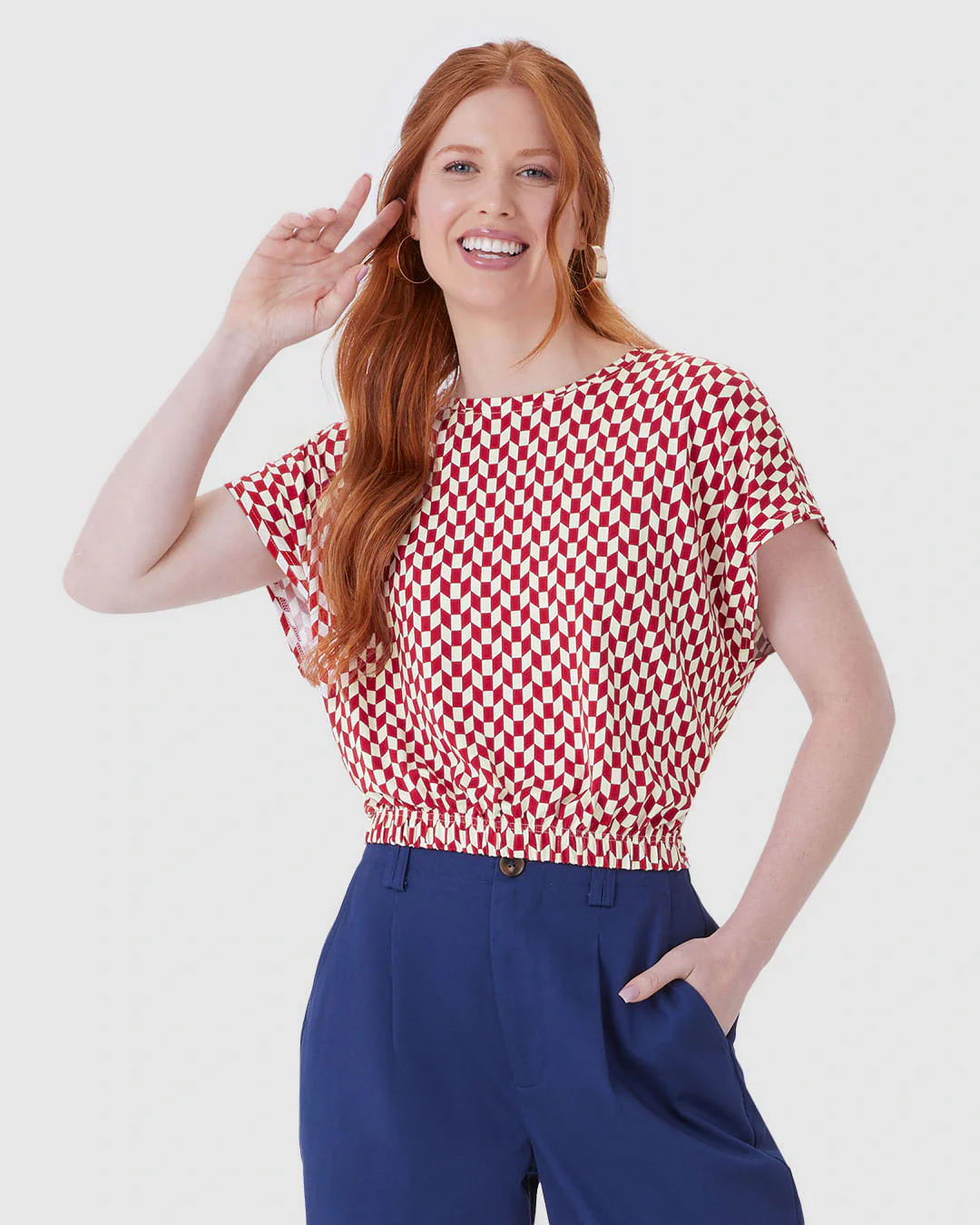 Blusa Cropped Feminina Barra Elástico Em Viscose Stretch