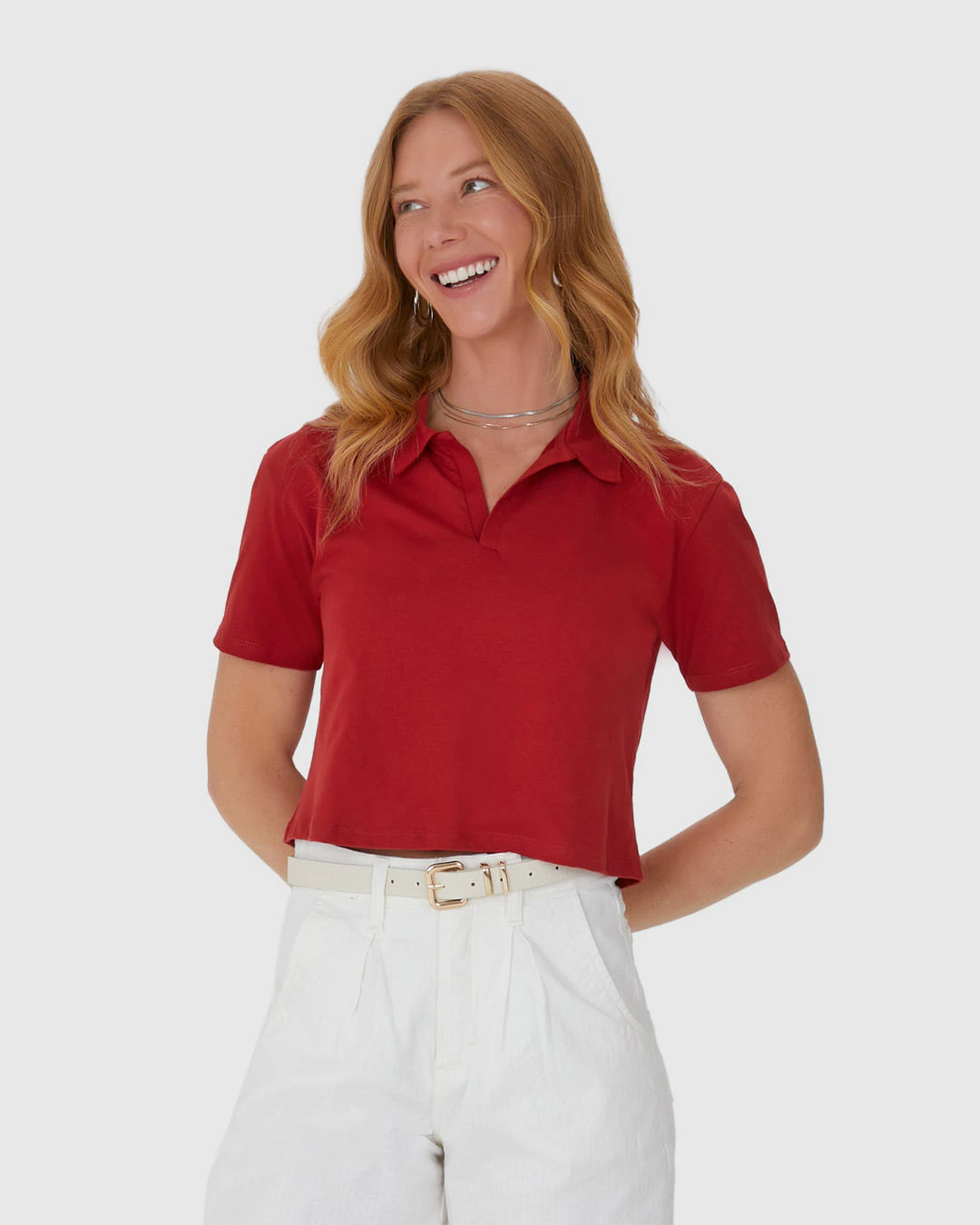 Blusa Cropped Feminina Gola Esporte Em Algodão