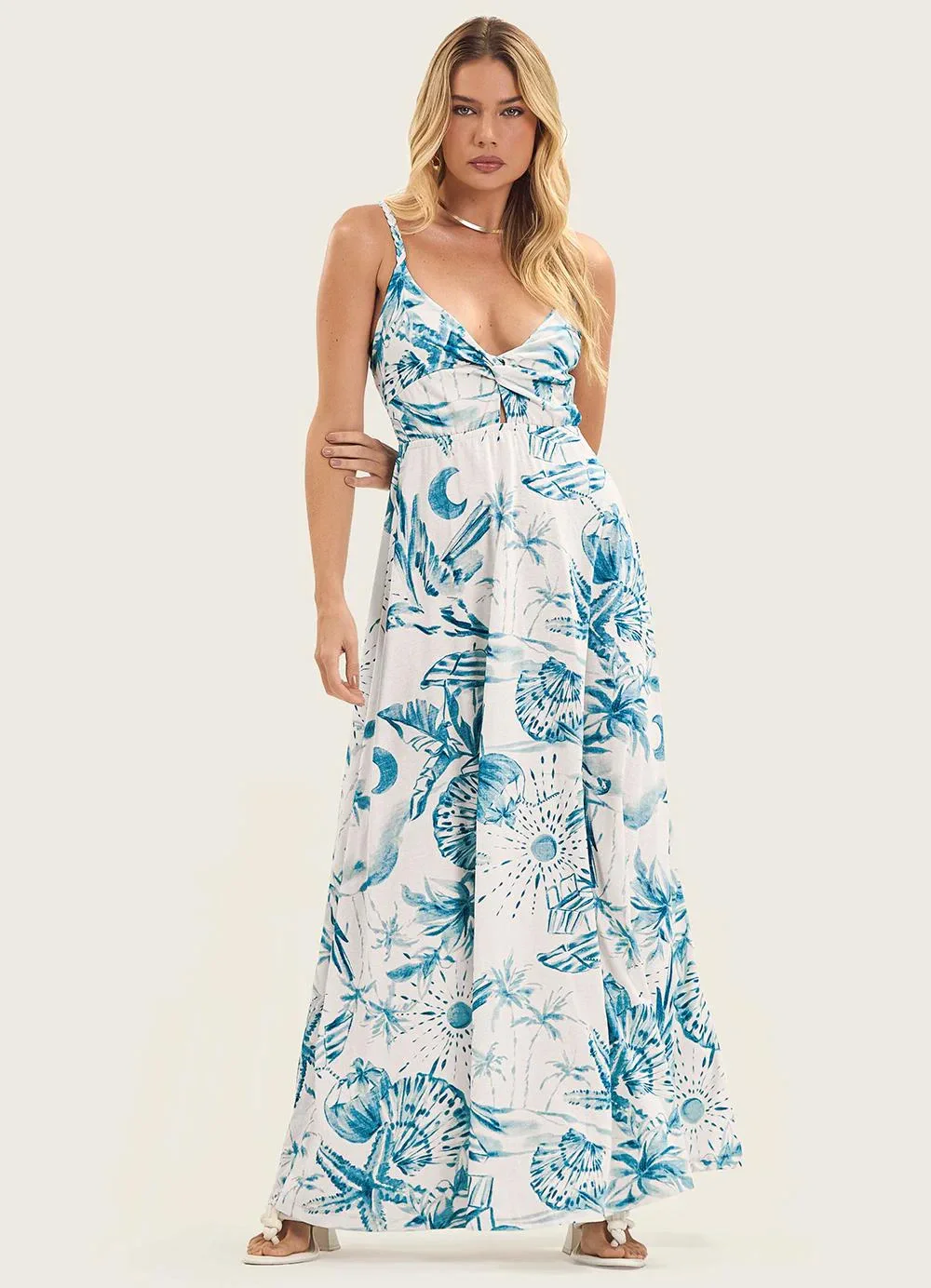 Endless - Vestido Longo Feminino em Meia Malha Azul