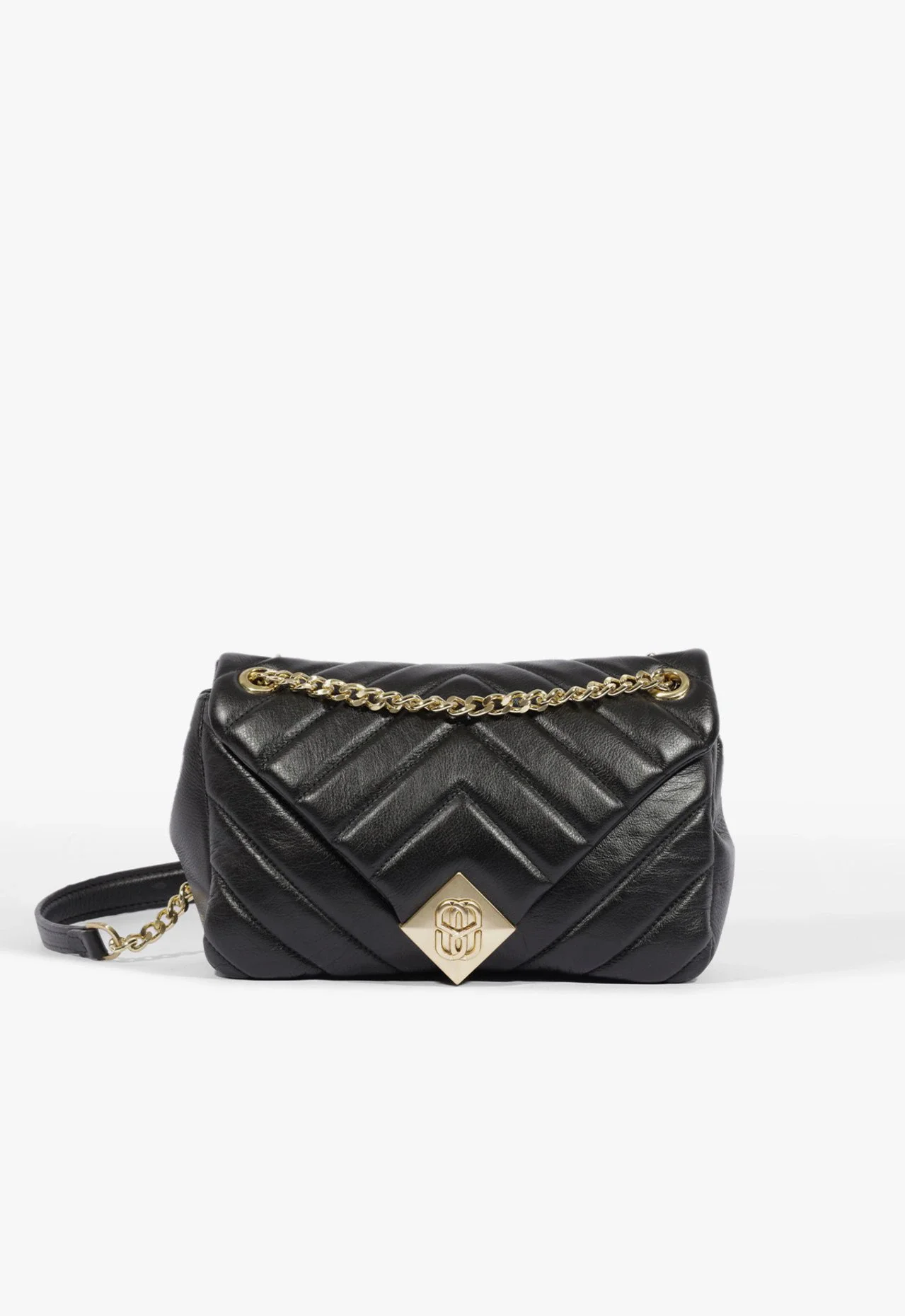 Bolsa Tiracolo Shoulder Aimee Grande Couro Preta