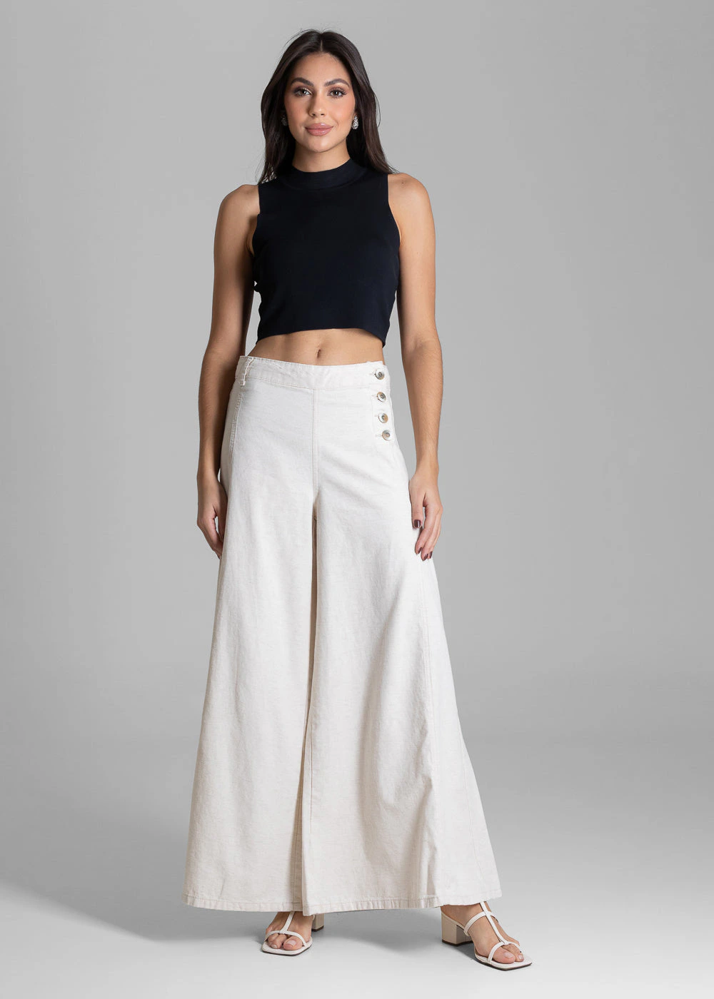 Calça Linho Sawary Super Wide Leg - 283207 OFF WHITE