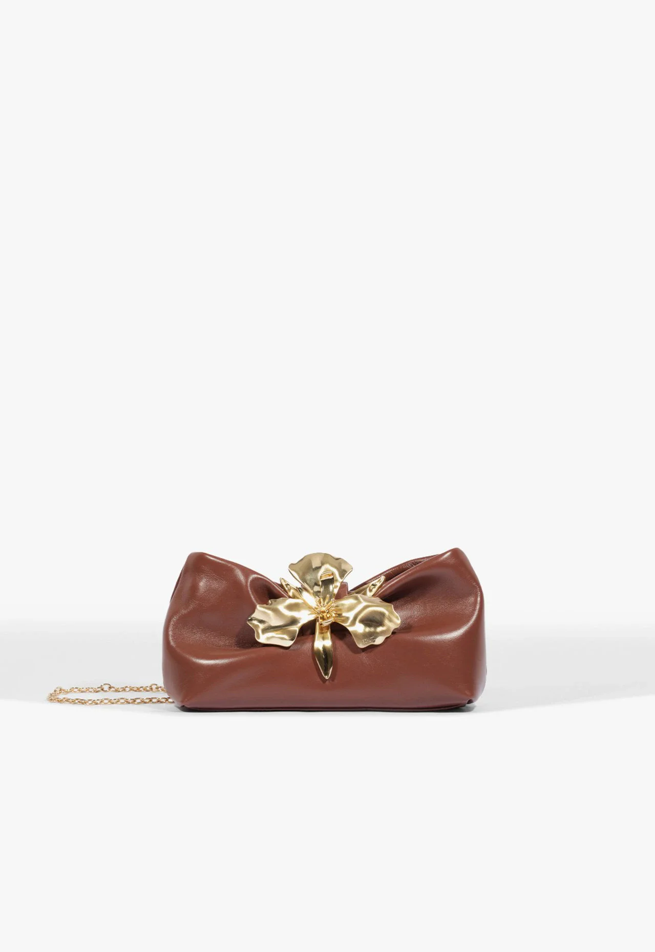 Bolsa Pequena Pouch Blossom Couro Marrom