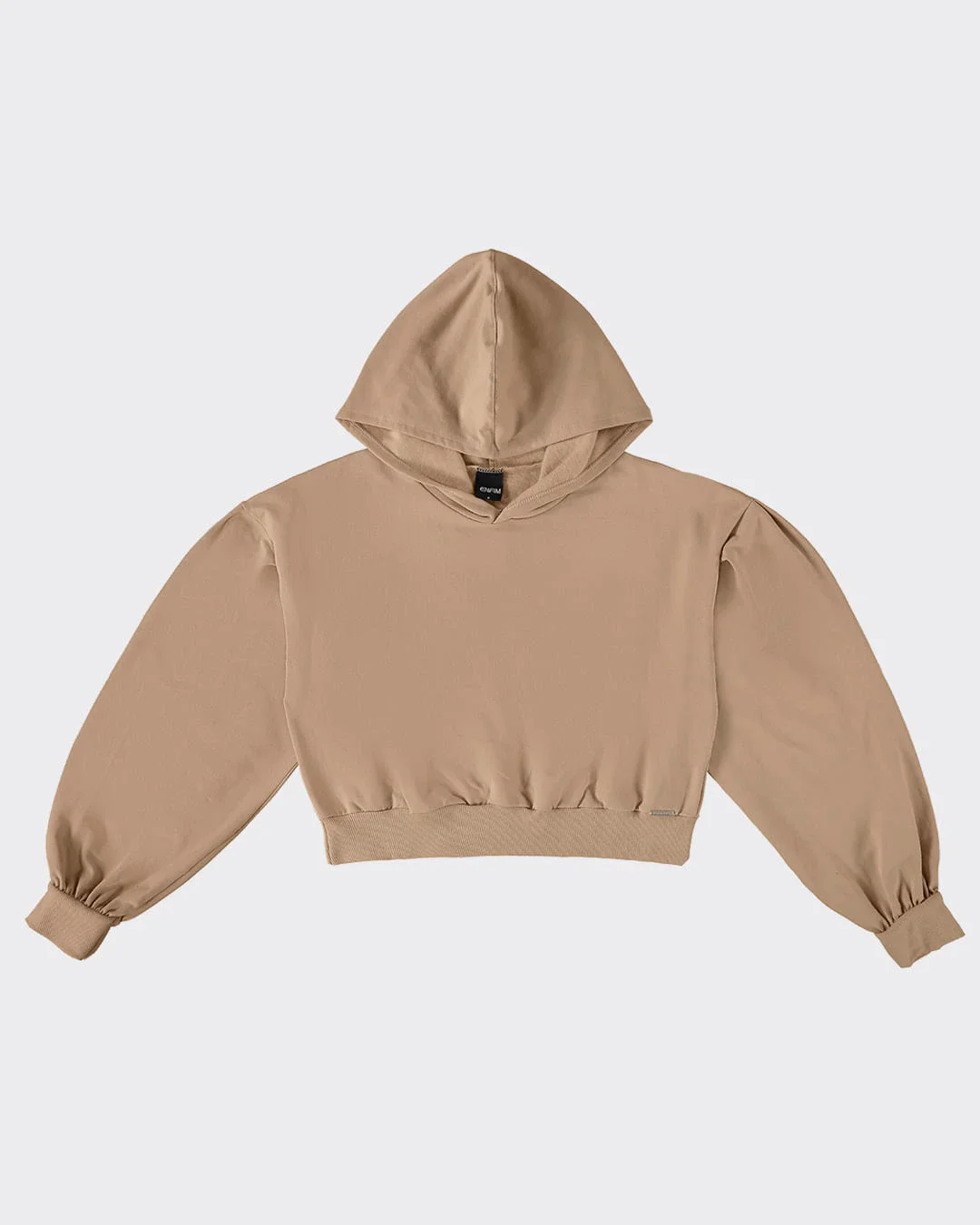Blusão Cropped Feminino Com Capuz Em Moletom Stretch Flanelado - ENFIM