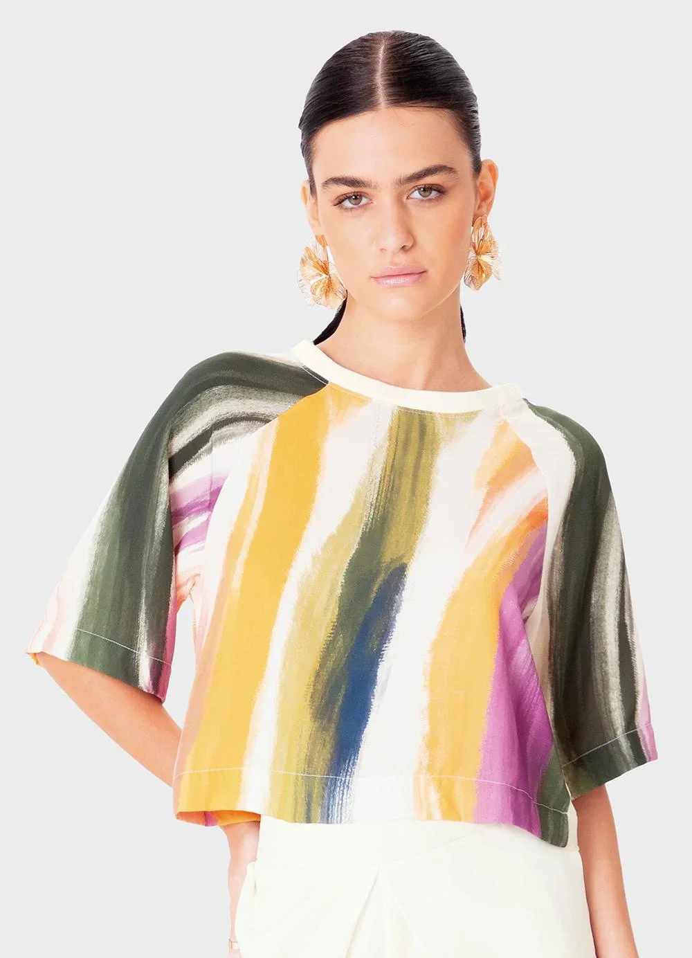 Enfim - Blusa Box Abstrata Verde