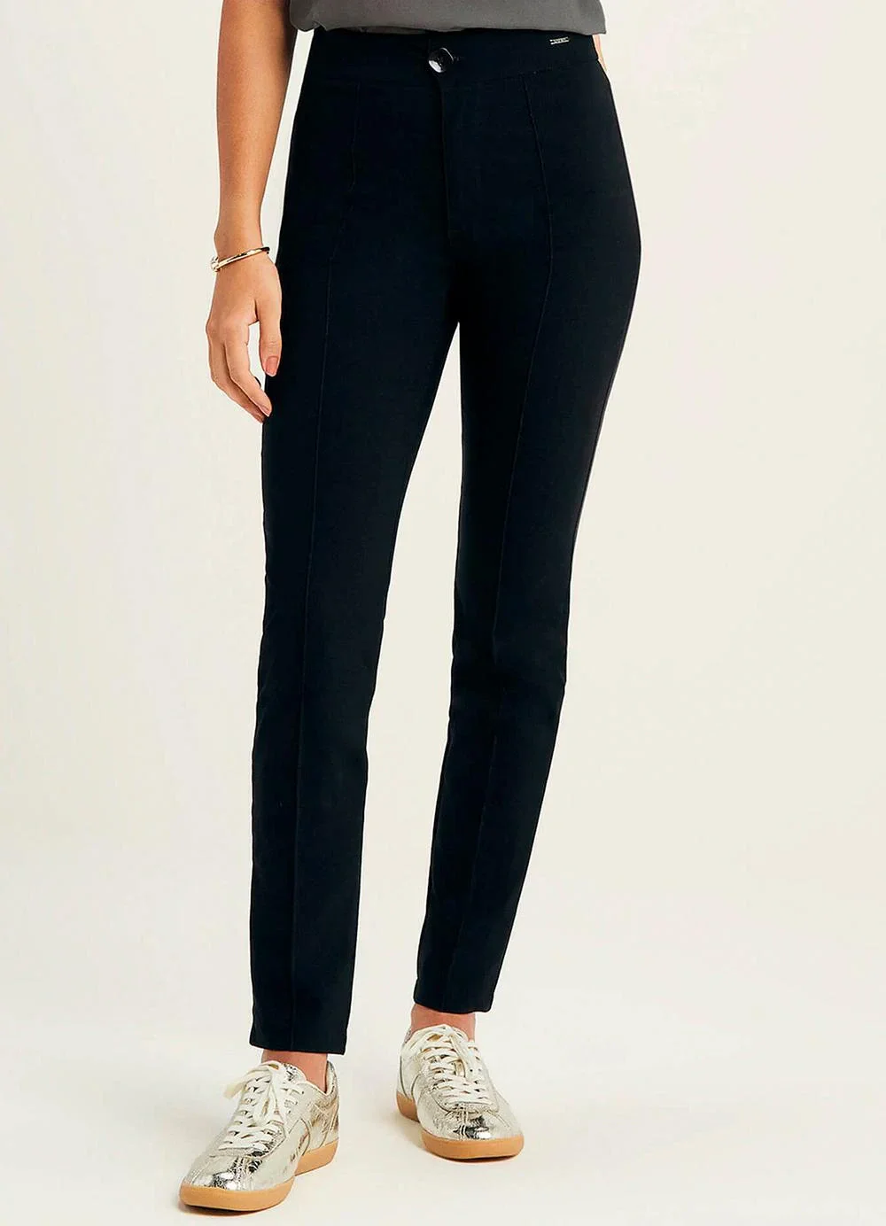 Marialícia - Calça Feminina Nervuras Preto