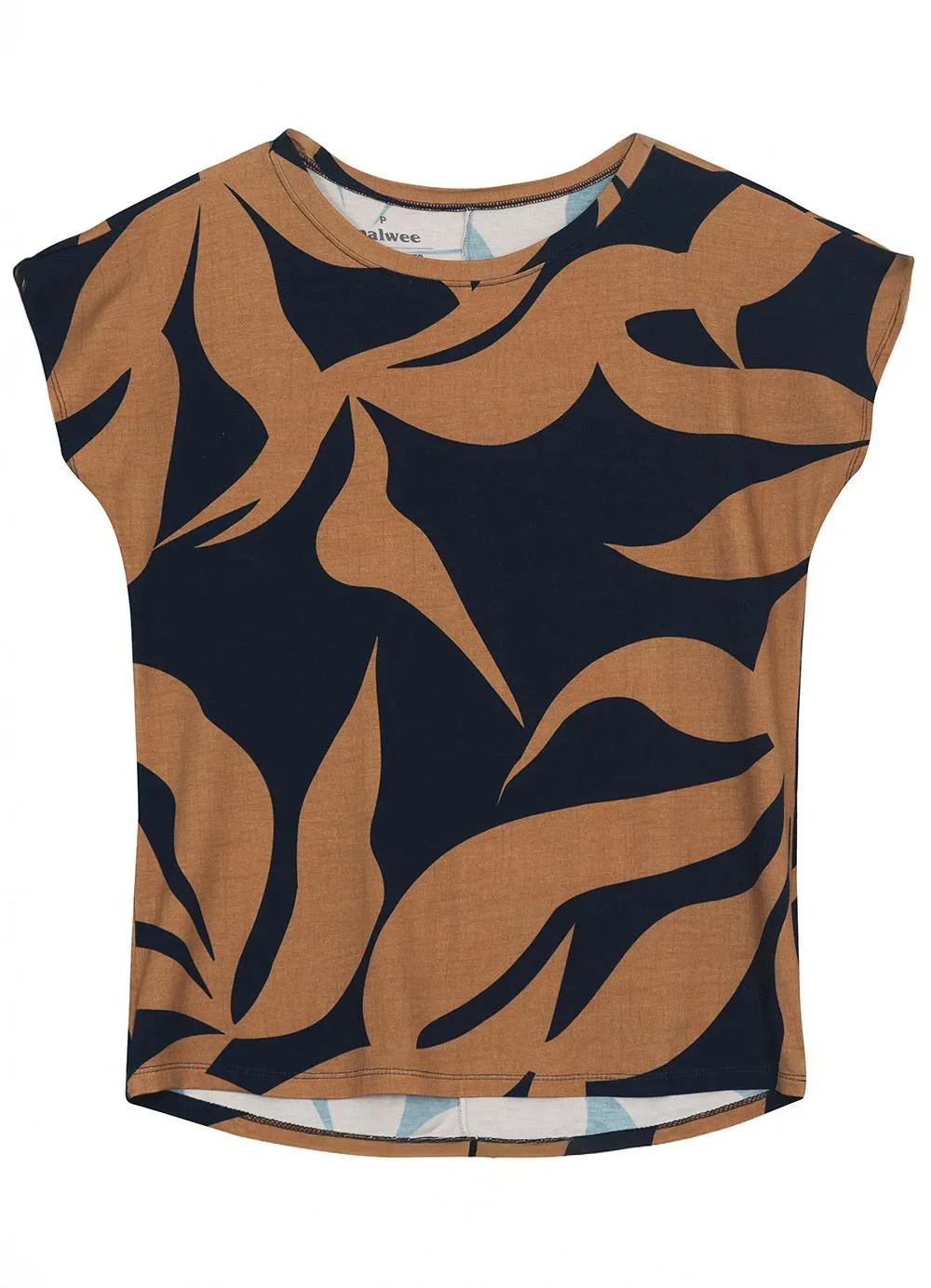 Malwee - Blusa Regular Tropical em Viscose Azul Escuro