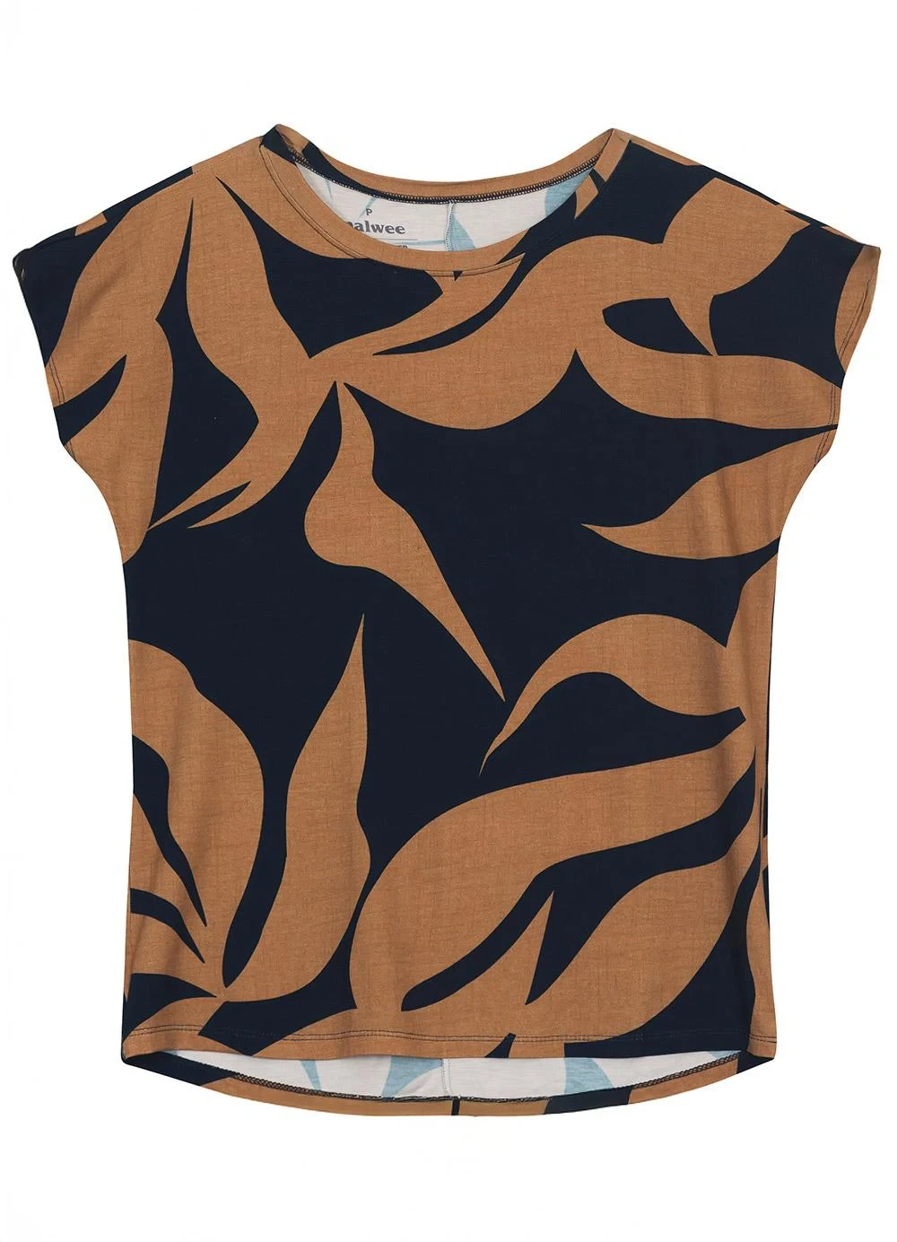 Malwee - Blusa Regular Tropical em Viscose Azul Escuro
