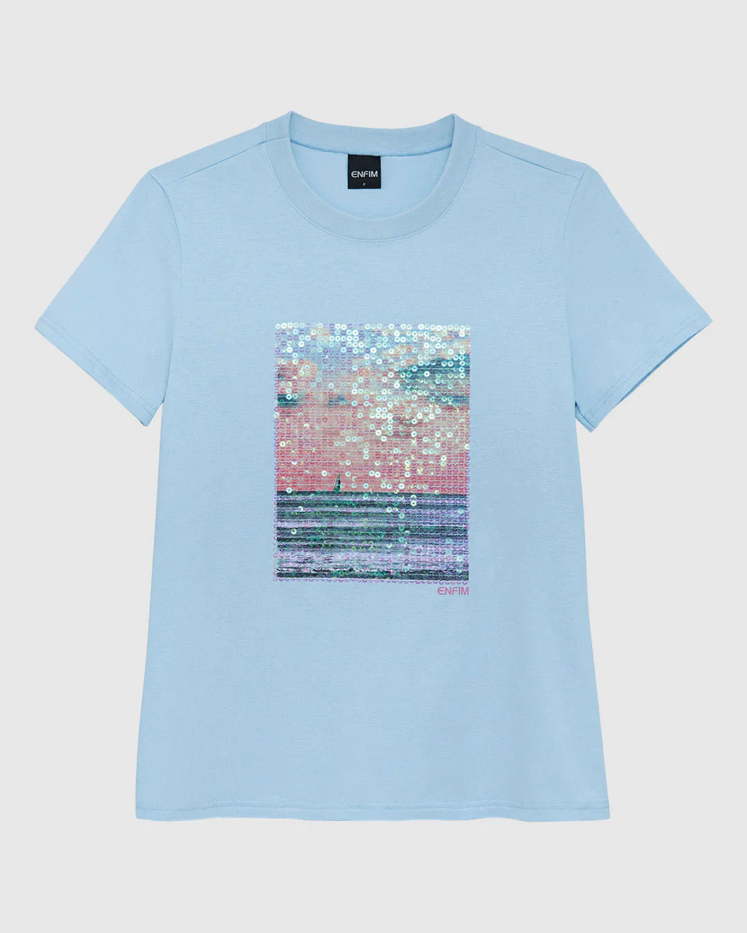 Camiseta Feminina Slim Estampa Paetê Bordado Em Algodão - ENFIM
