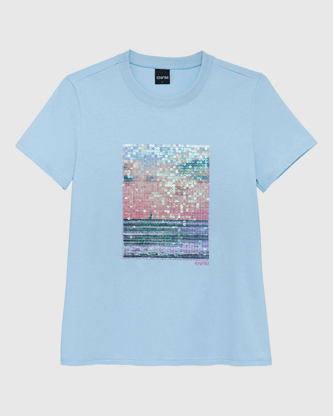 Camiseta Feminina Slim Estampa Paetê Bordado Em Algodão - ENFIM