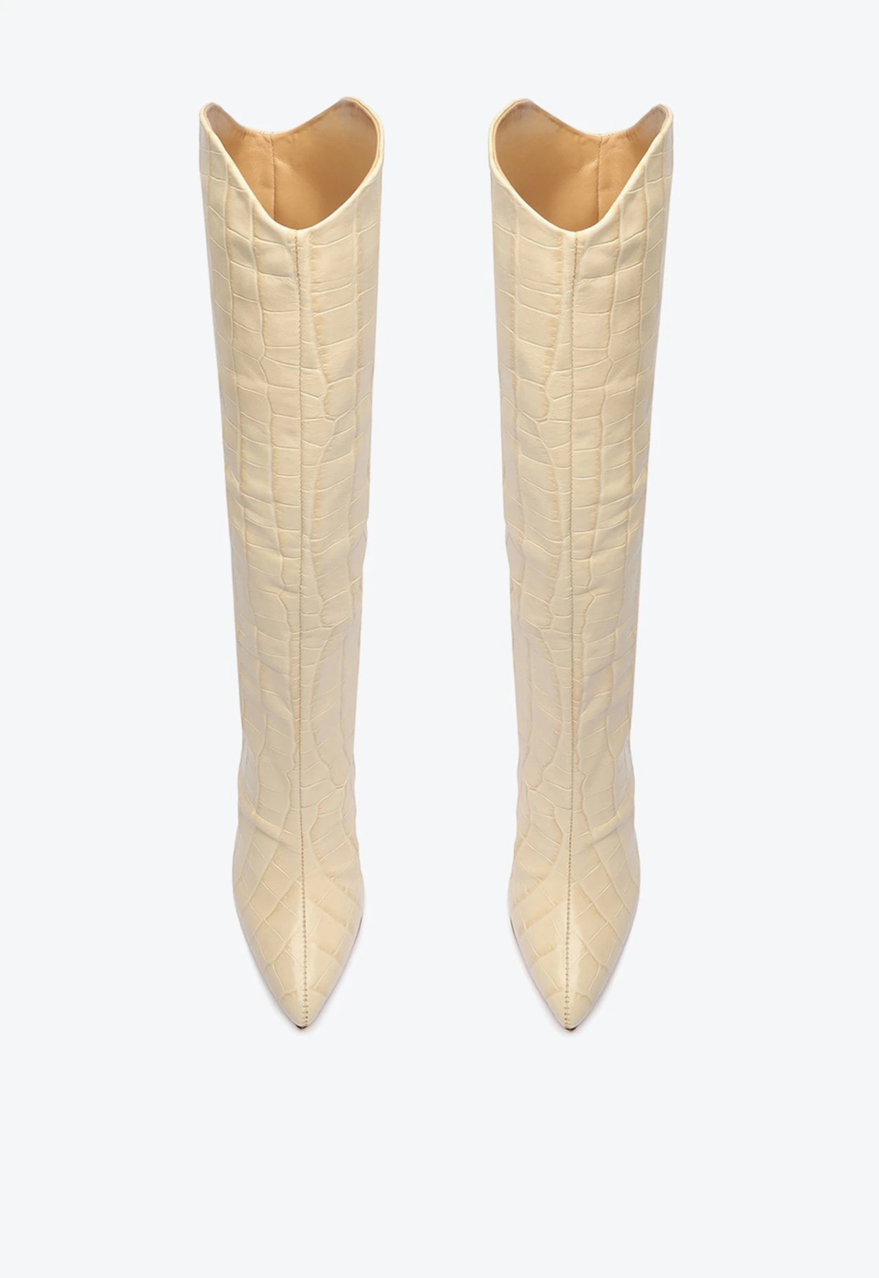 Bota Salto Alto Maryana Couro Creme