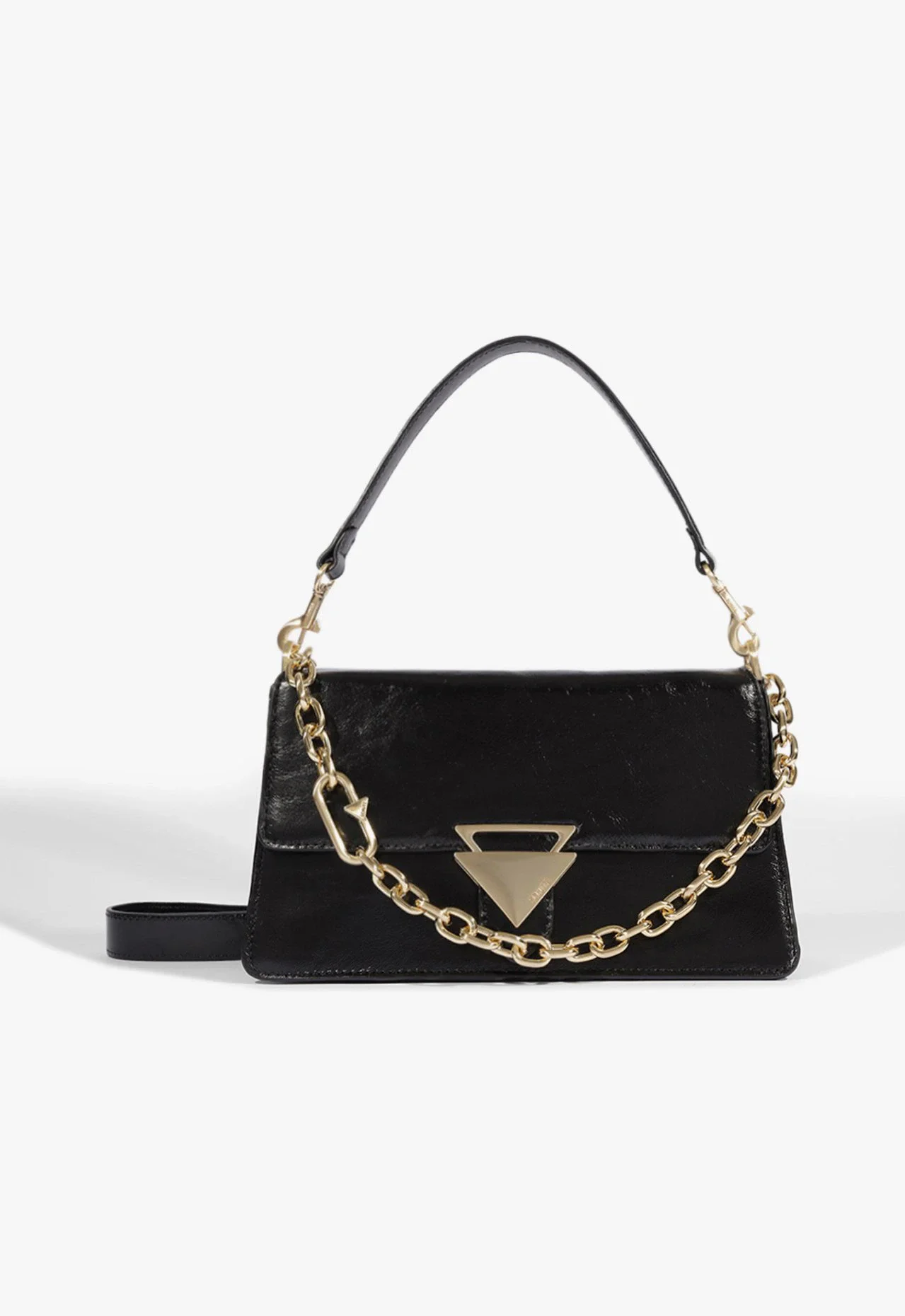 Bolsa Abby Shoulder Média Couro Preta