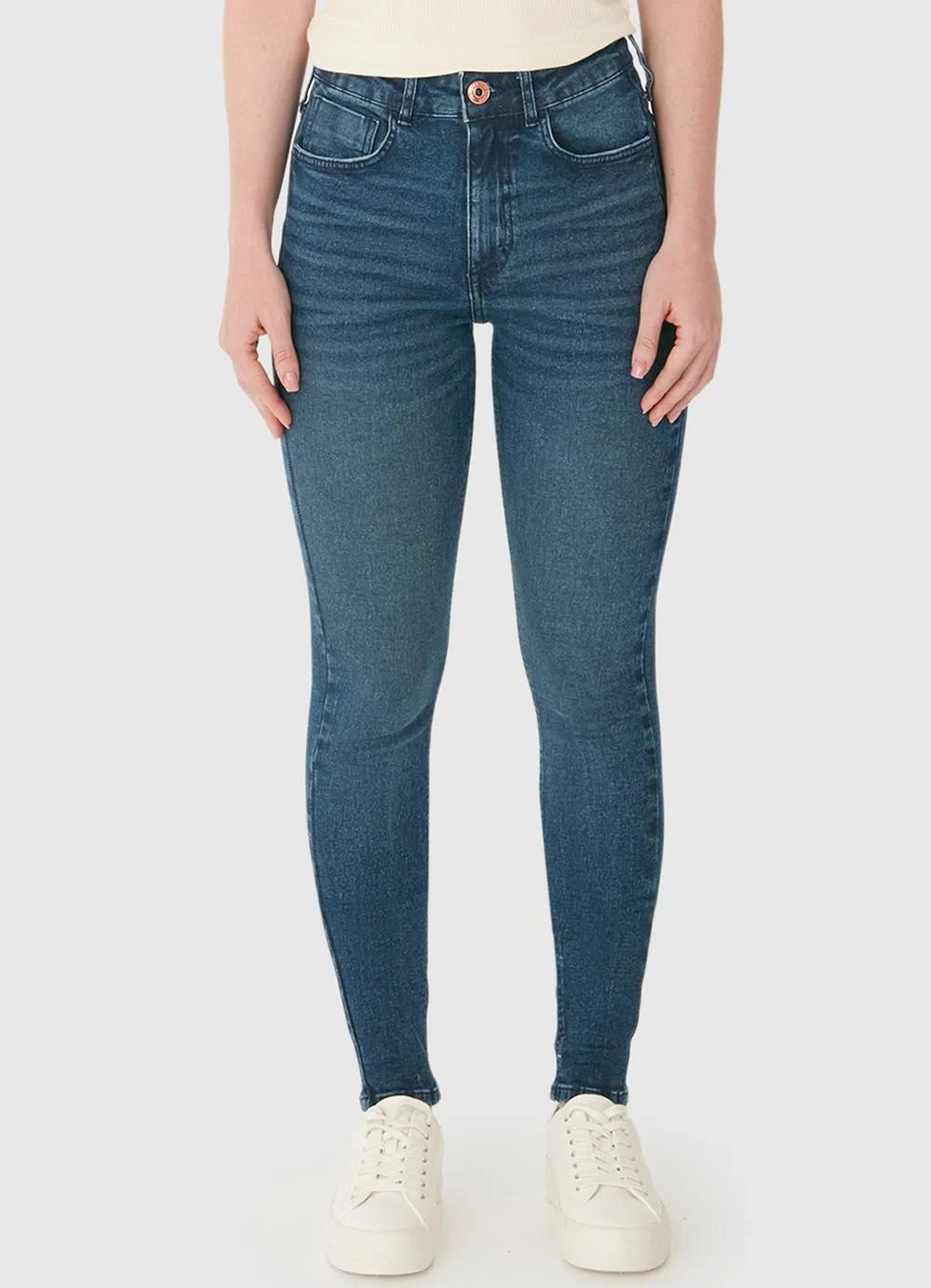 Malwee - Calça Skinny Cintura Alta em Jeans Azul Escuro