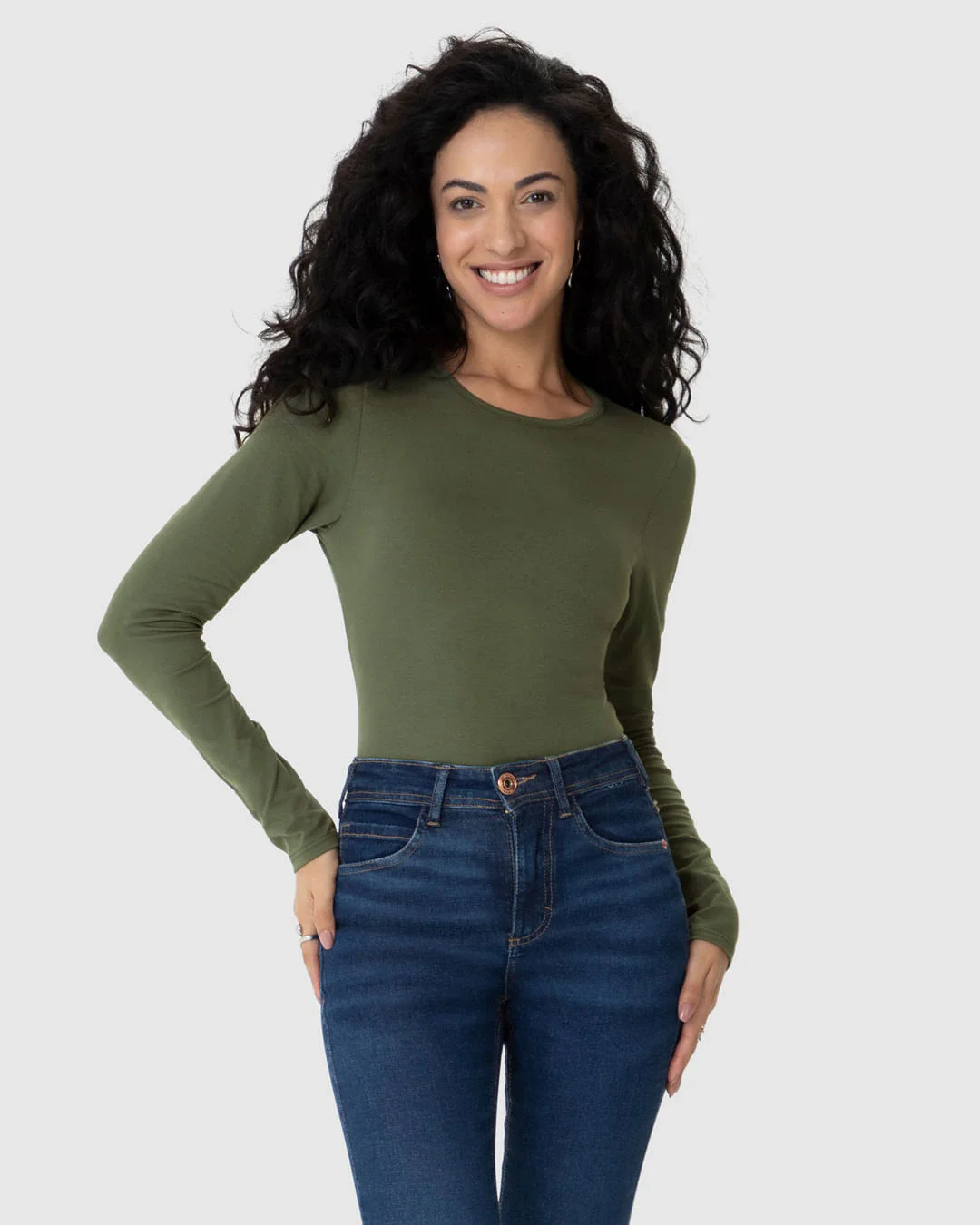 Blusa Básica Feminina Decote Redondo Em Algodão