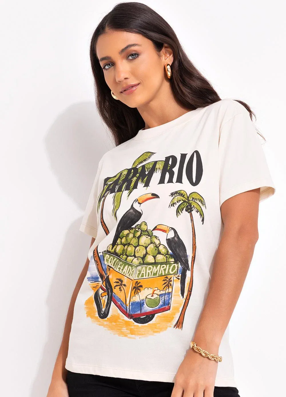 Farm - T-Shirt Fit Farm Rio Coco Gelado Bege