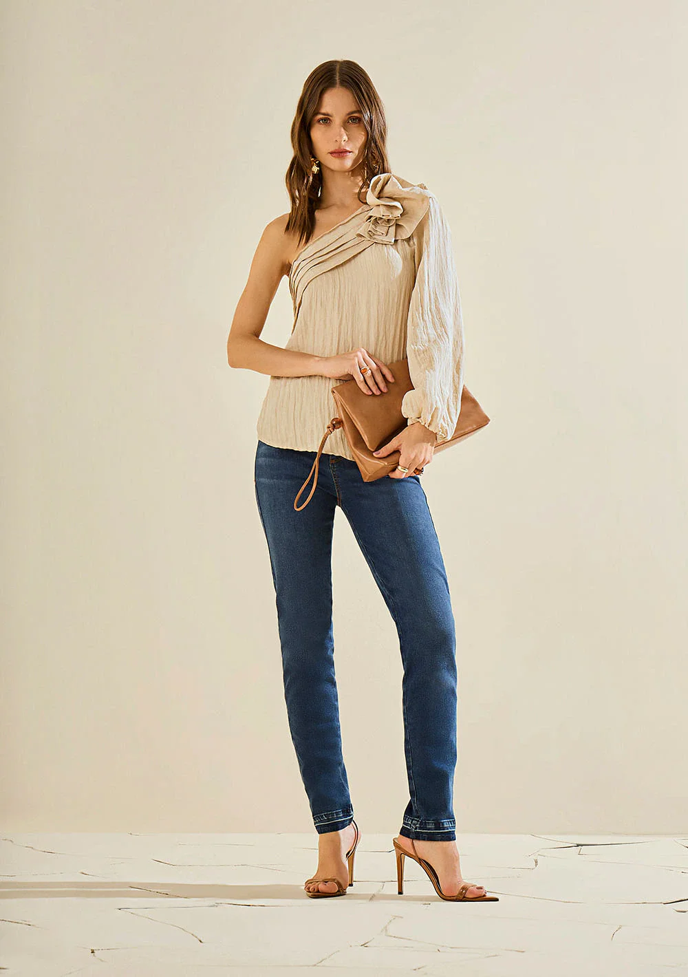 Calça Morena Rosa Skinny Alta Azul