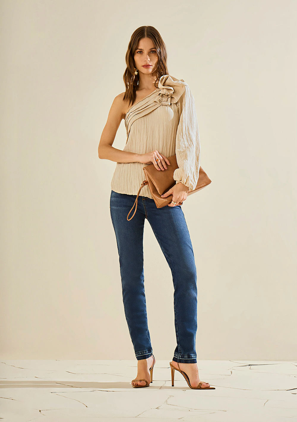 Calça Morena Rosa Skinny Alta Azul