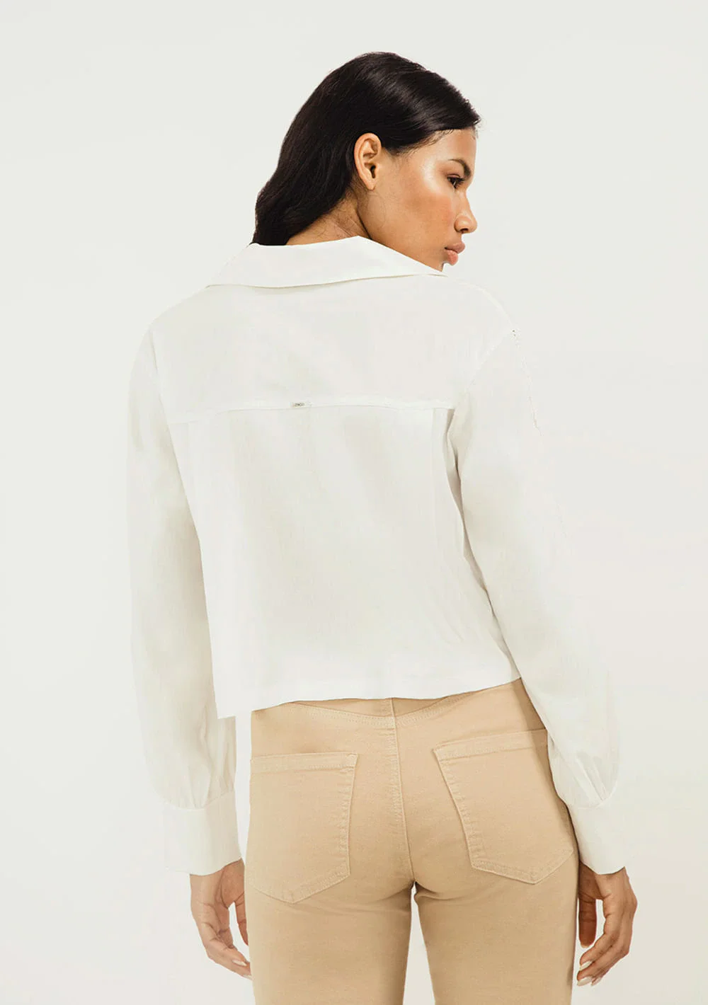 Camisa Zinco Manga Longa Detalhe Renda Off White