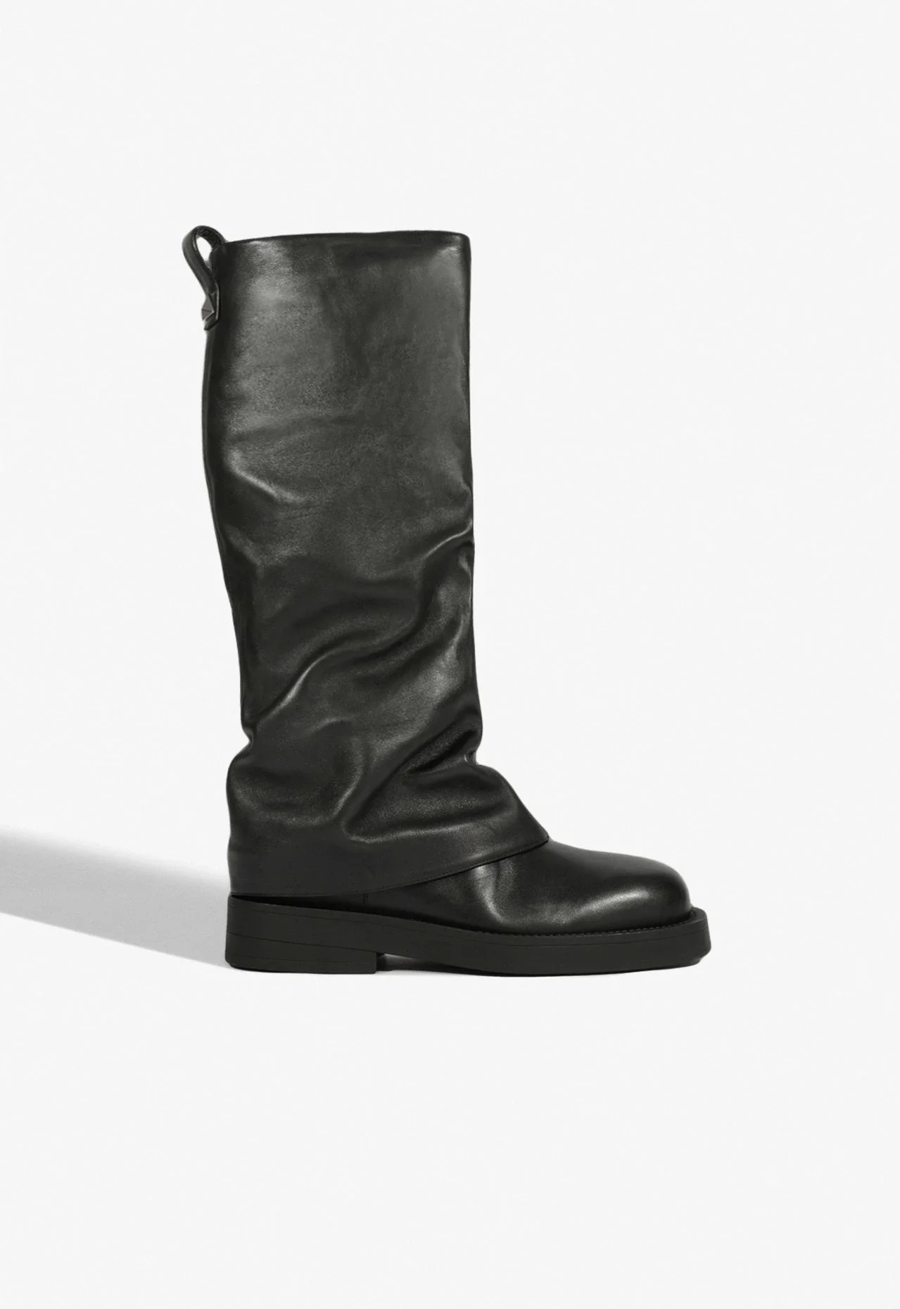 Bota Keira Cano Longo Couro Preta