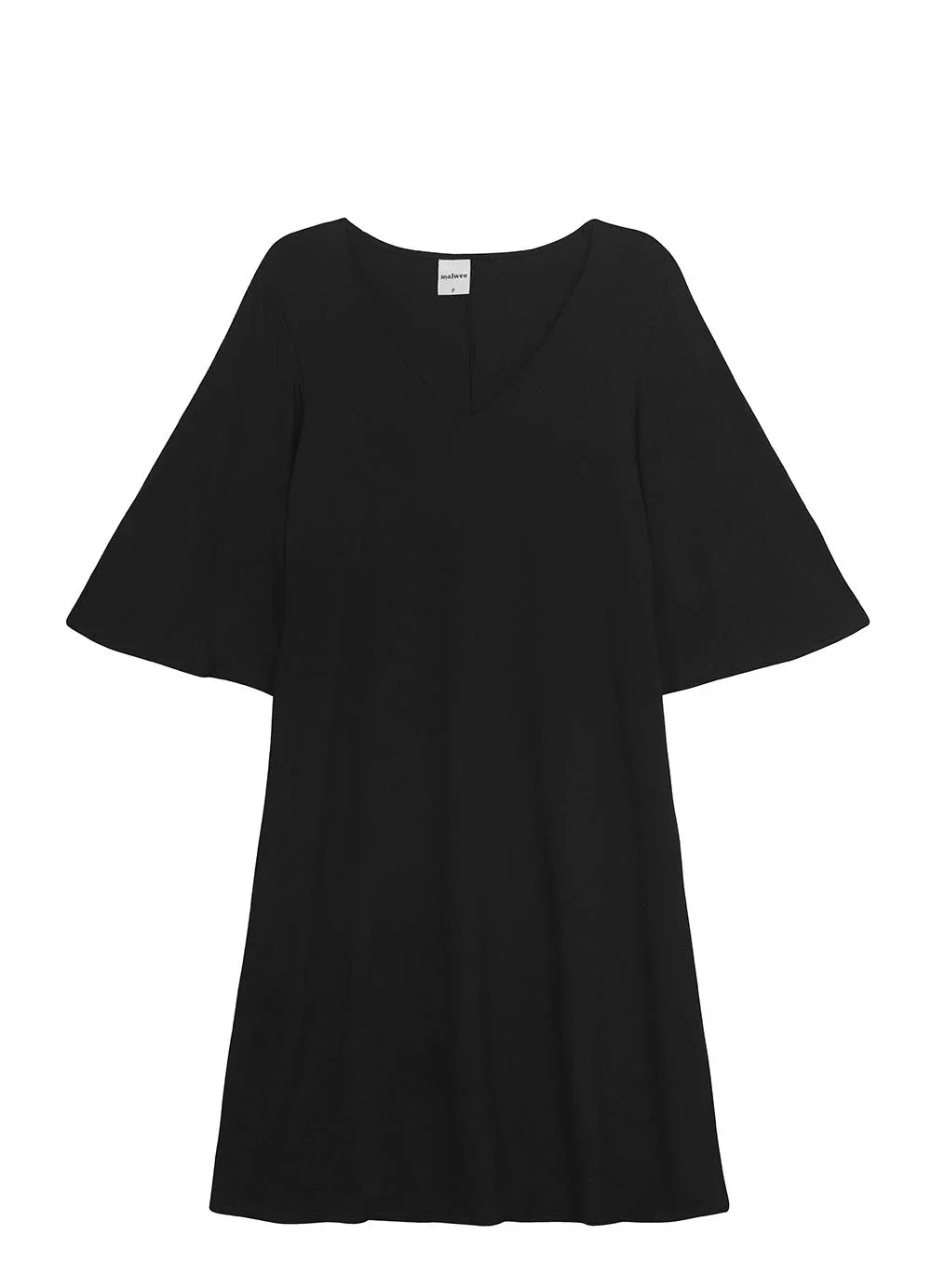 Malwee - Vestido Curto Amplo em Viscose Preto