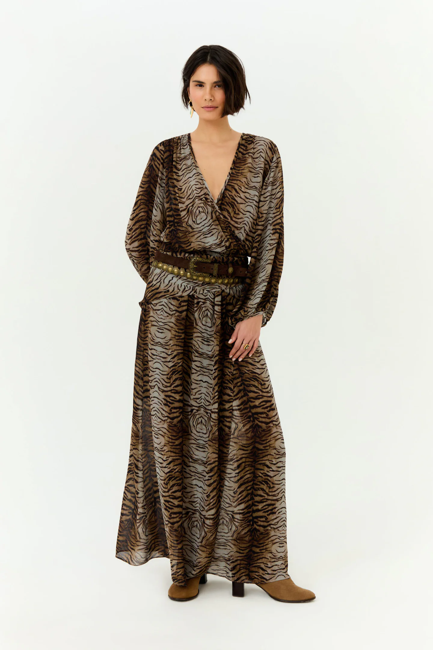 Vestido Midi Ggt Estampa Felin
