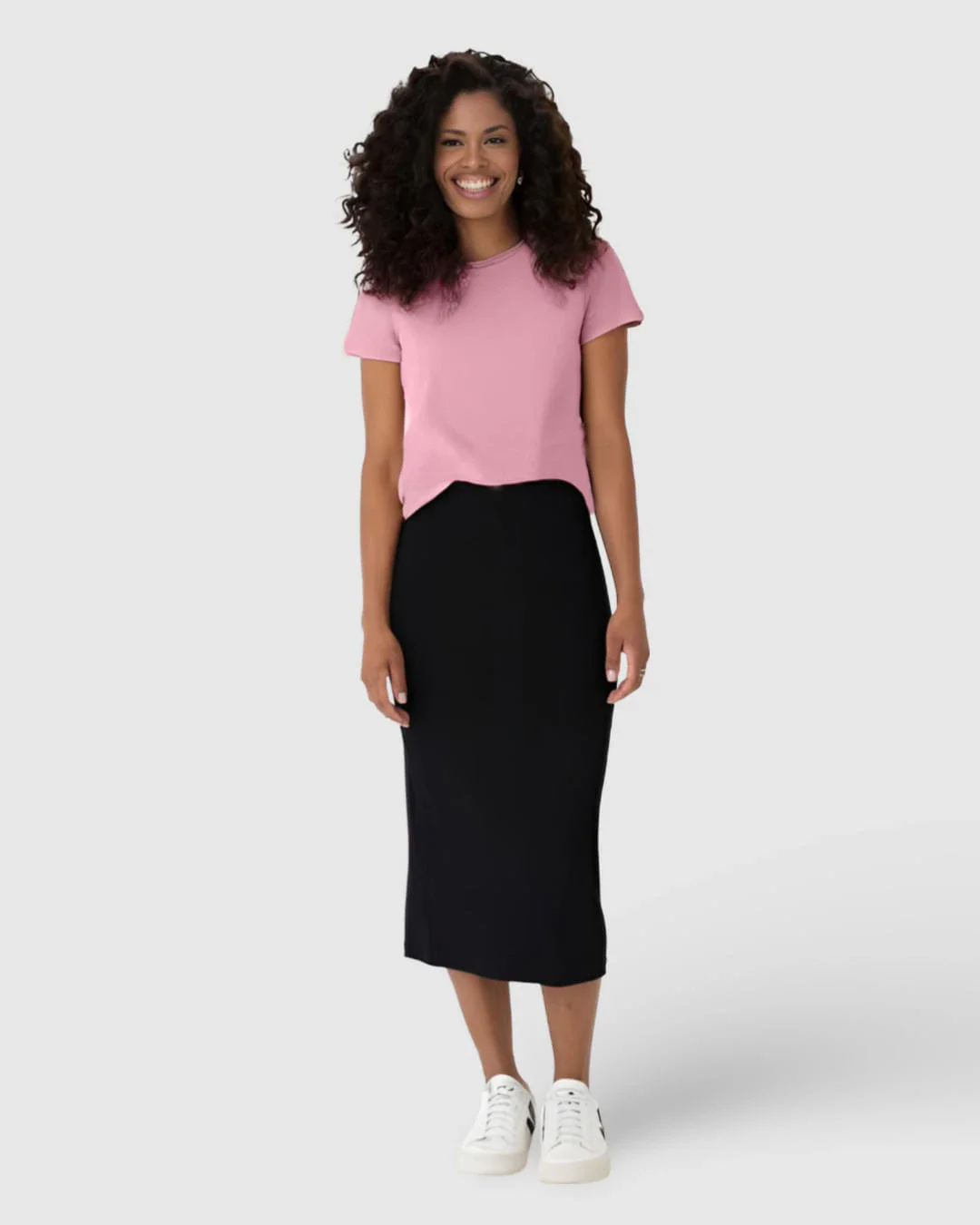 Blusa Básica Feminina Manga Curta Em Viscose Botonê Stretch