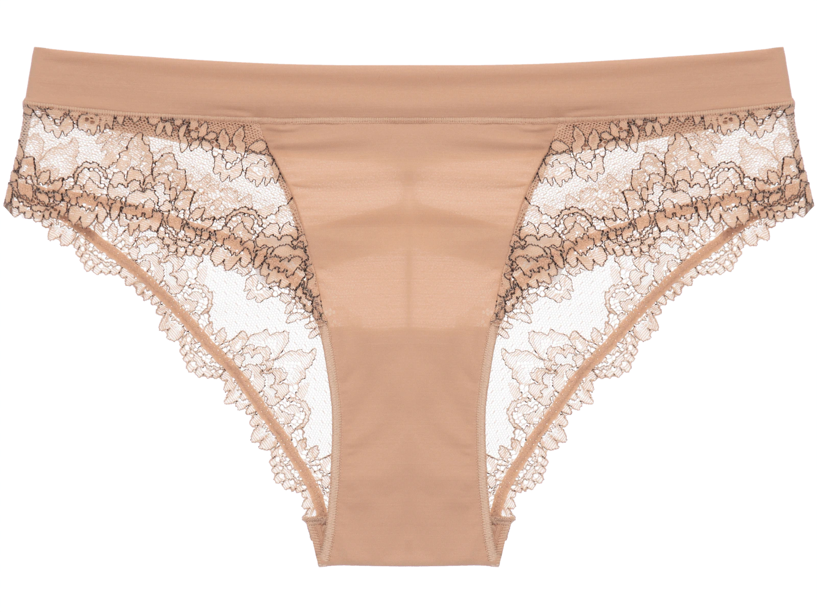 Calcinha Biquíni Microfibra Renda Signature Première Nude/Preto