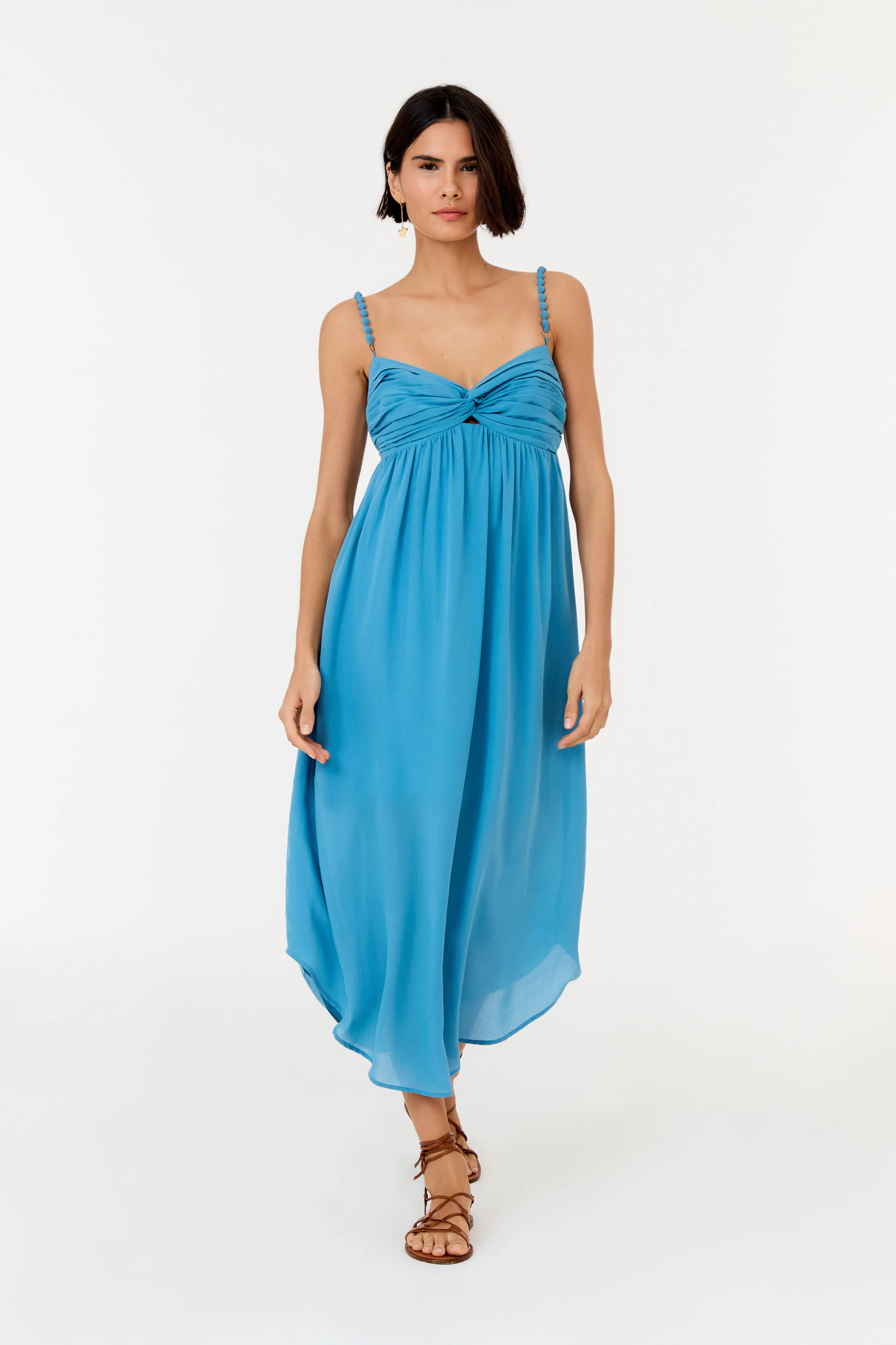 Vestido Midi Busto Franzido
