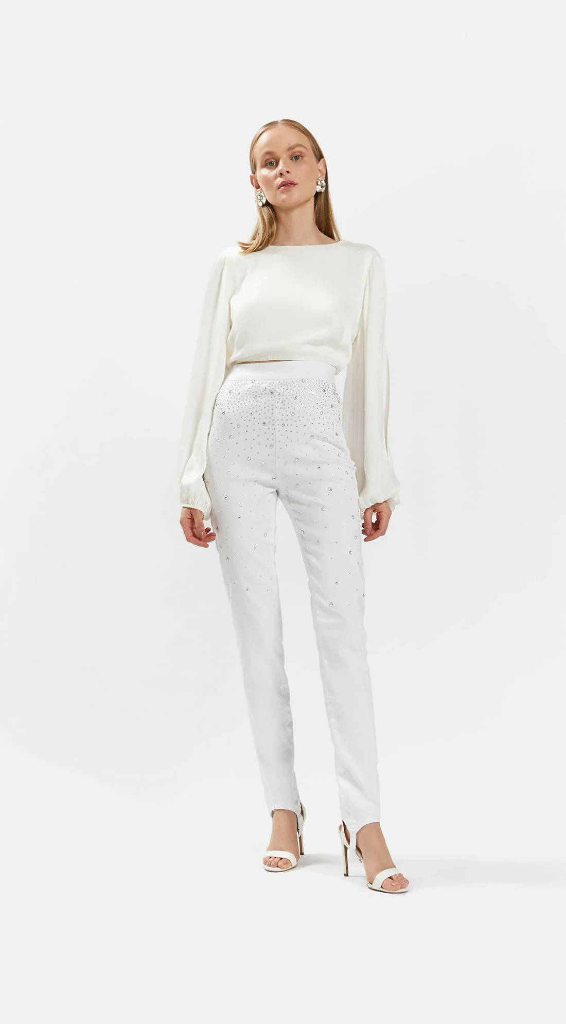 Calca Iódice Jegging Cós Alto Com Termocolante Branco