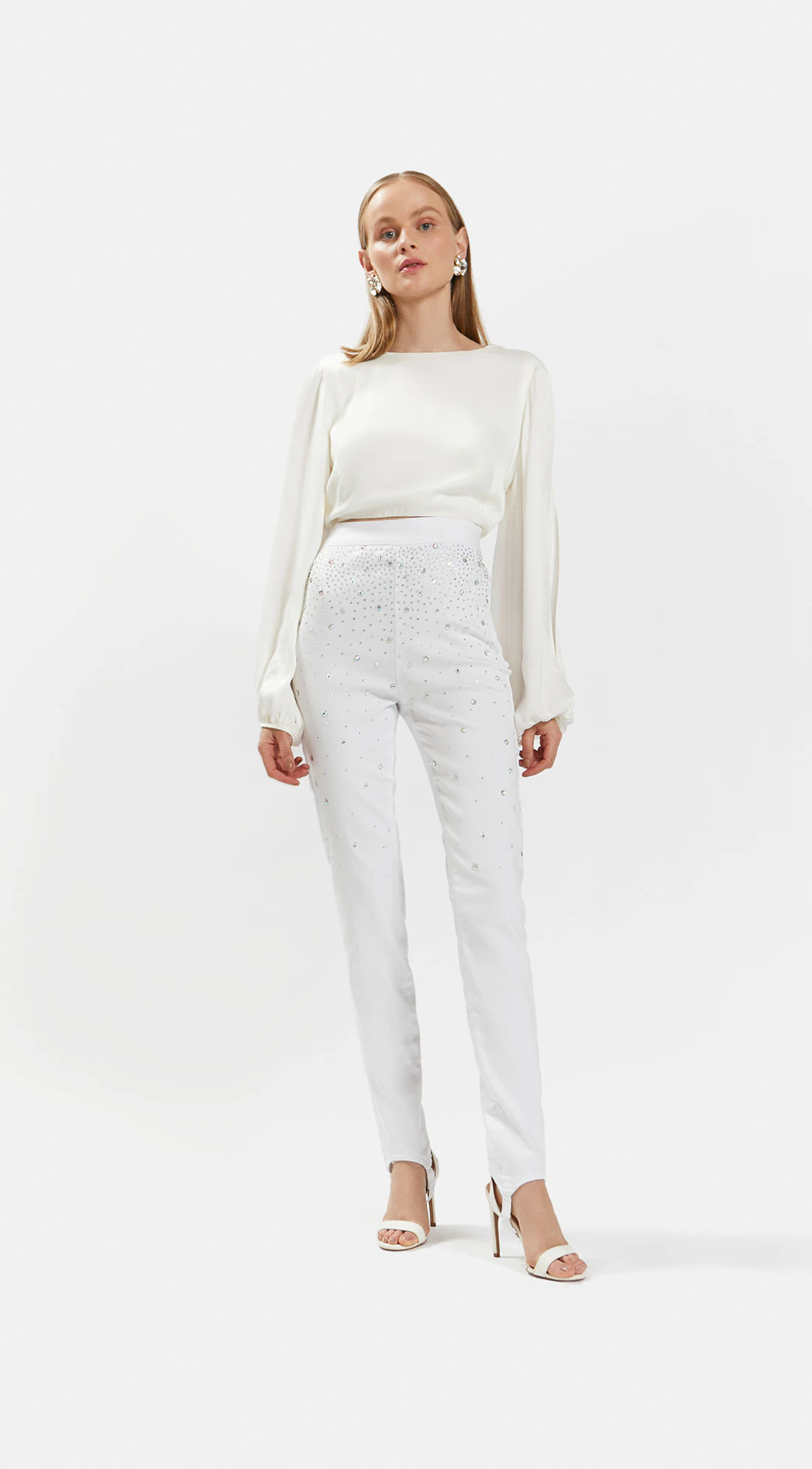 Calca Iódice Jegging Cós Alto Com Termocolante Branco