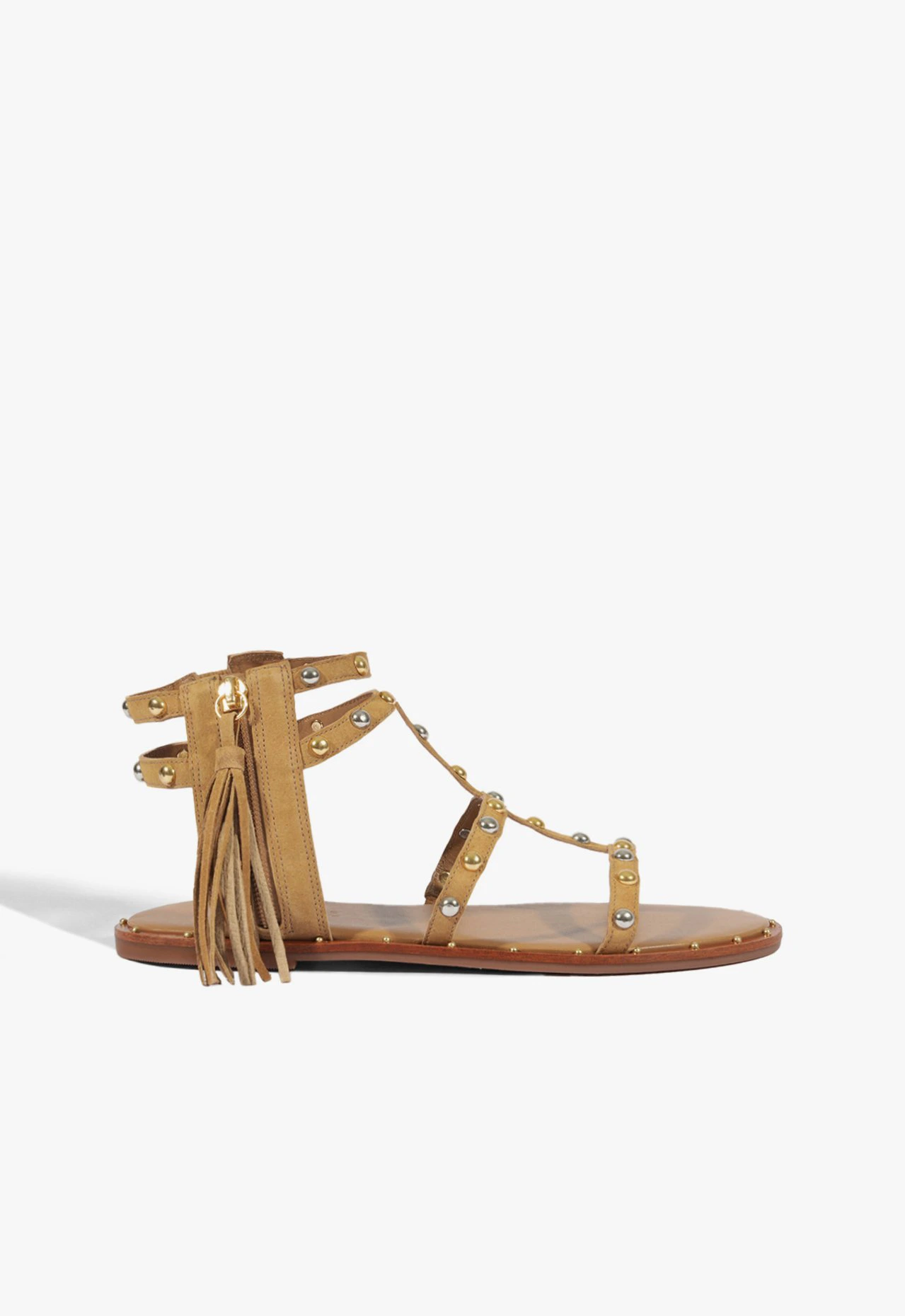 Sandália Rasteira Kanya Flat Couro Caramelo