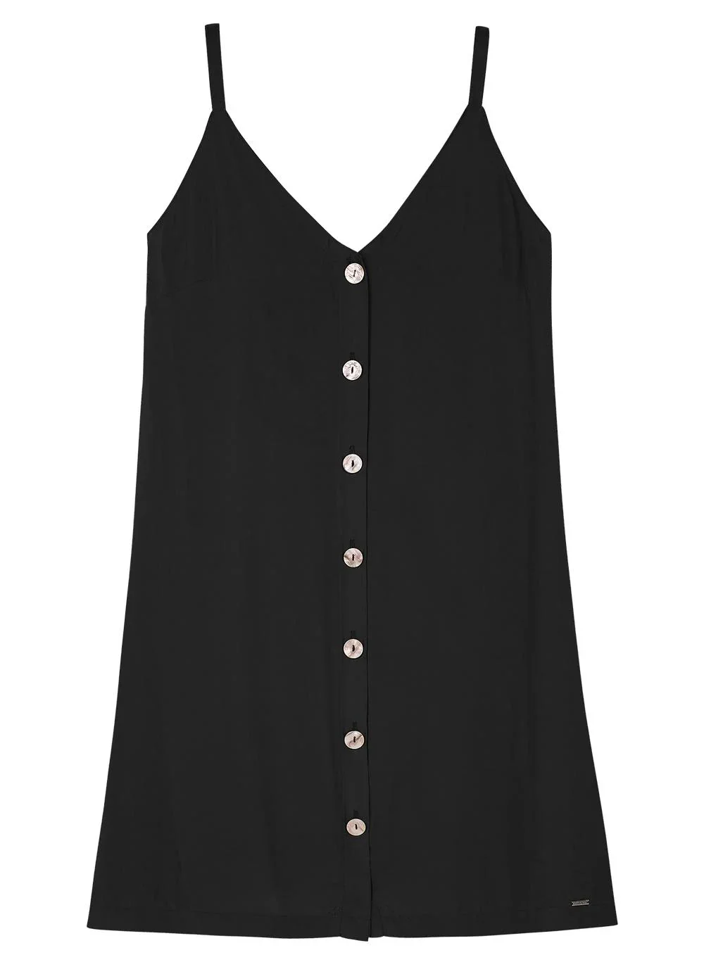 Marialícia - Vestido Feminino Curto Botões Frontais Preto